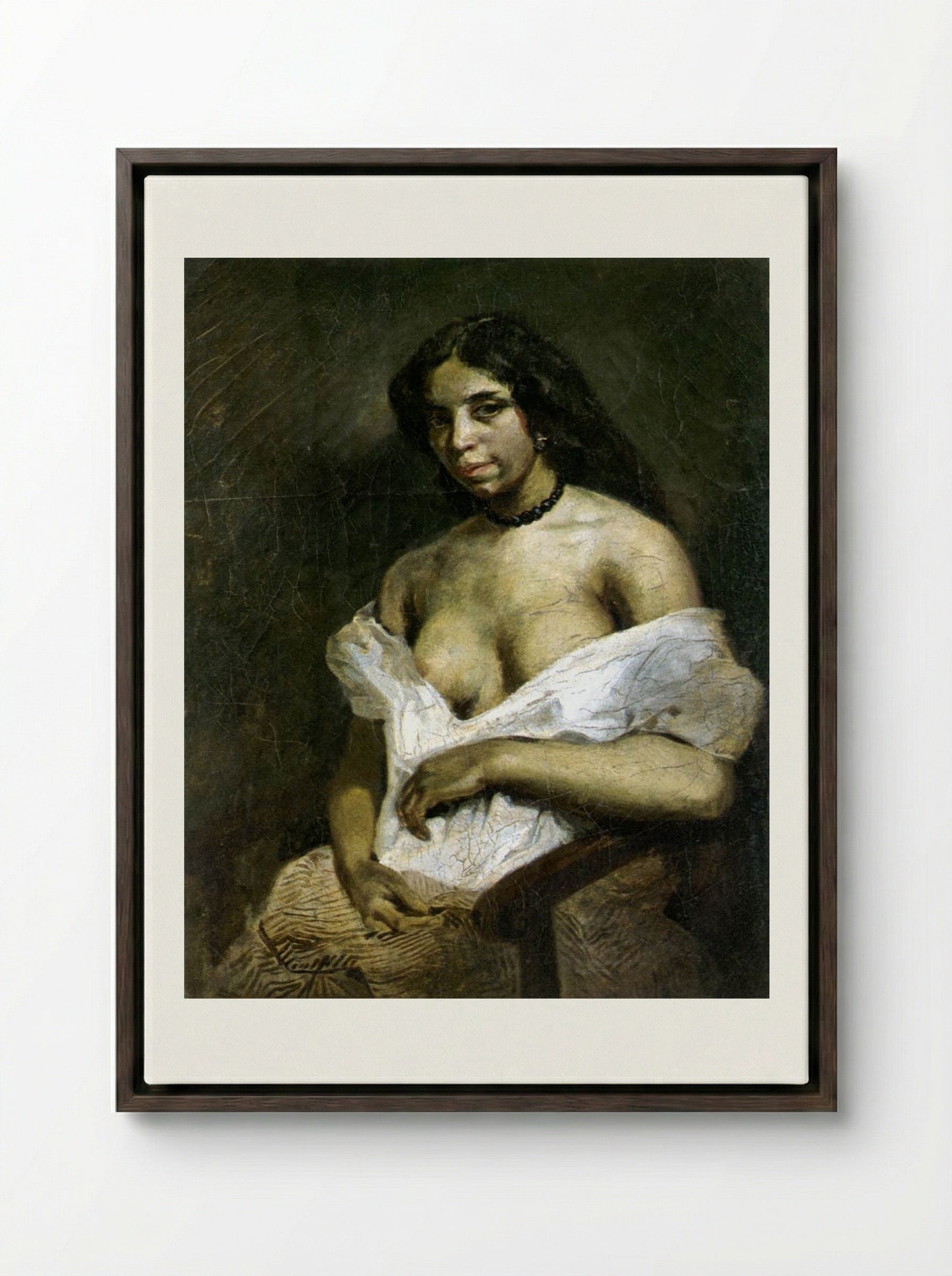 Aspasia - Eugène Delacroix - Framed Canvas Dark Wood