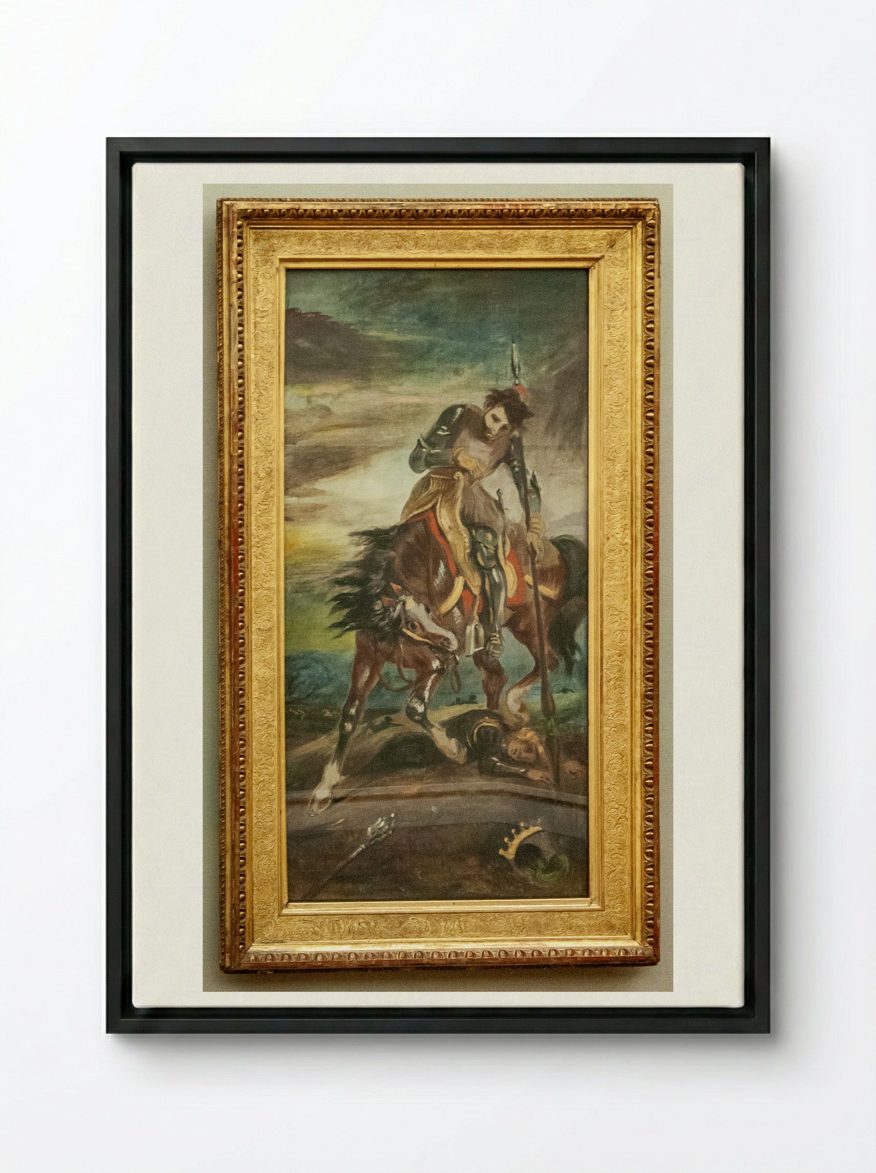 King Rodrigo - Eugène Delacroix - Framed Canvas Black