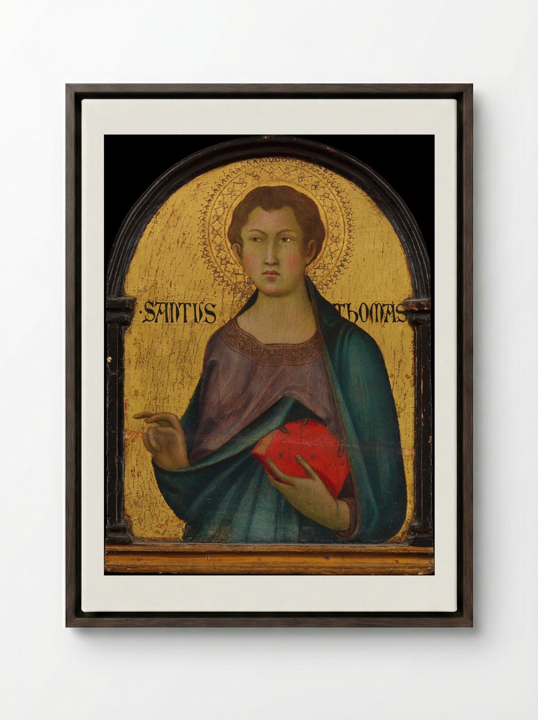 Saint Thomas - Simone Martini - Framed Canvas Dark Wood