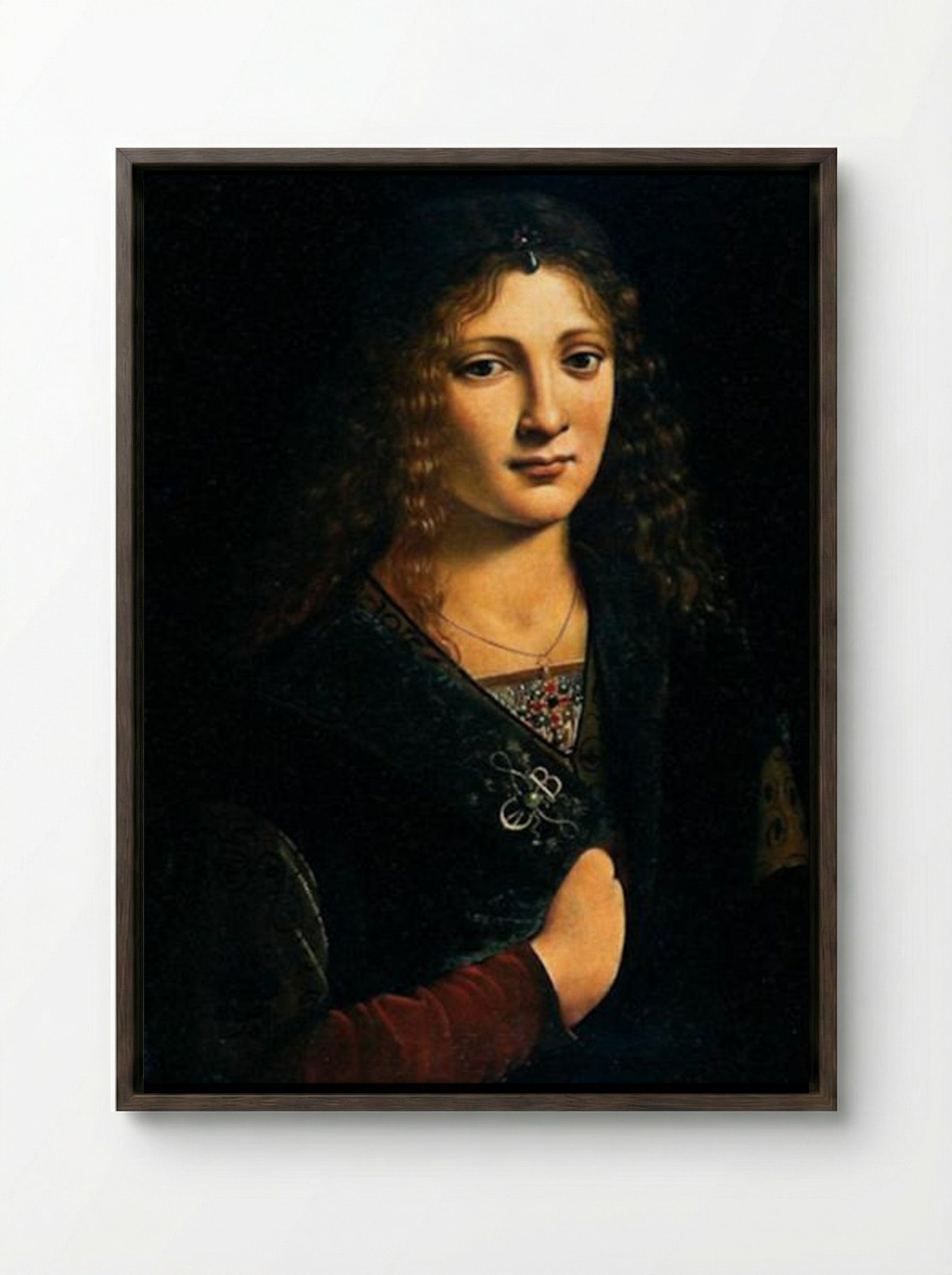 Portrait of a Youth - Giovanni Antonio Boltraffio - Framed Canvas Dark Wood