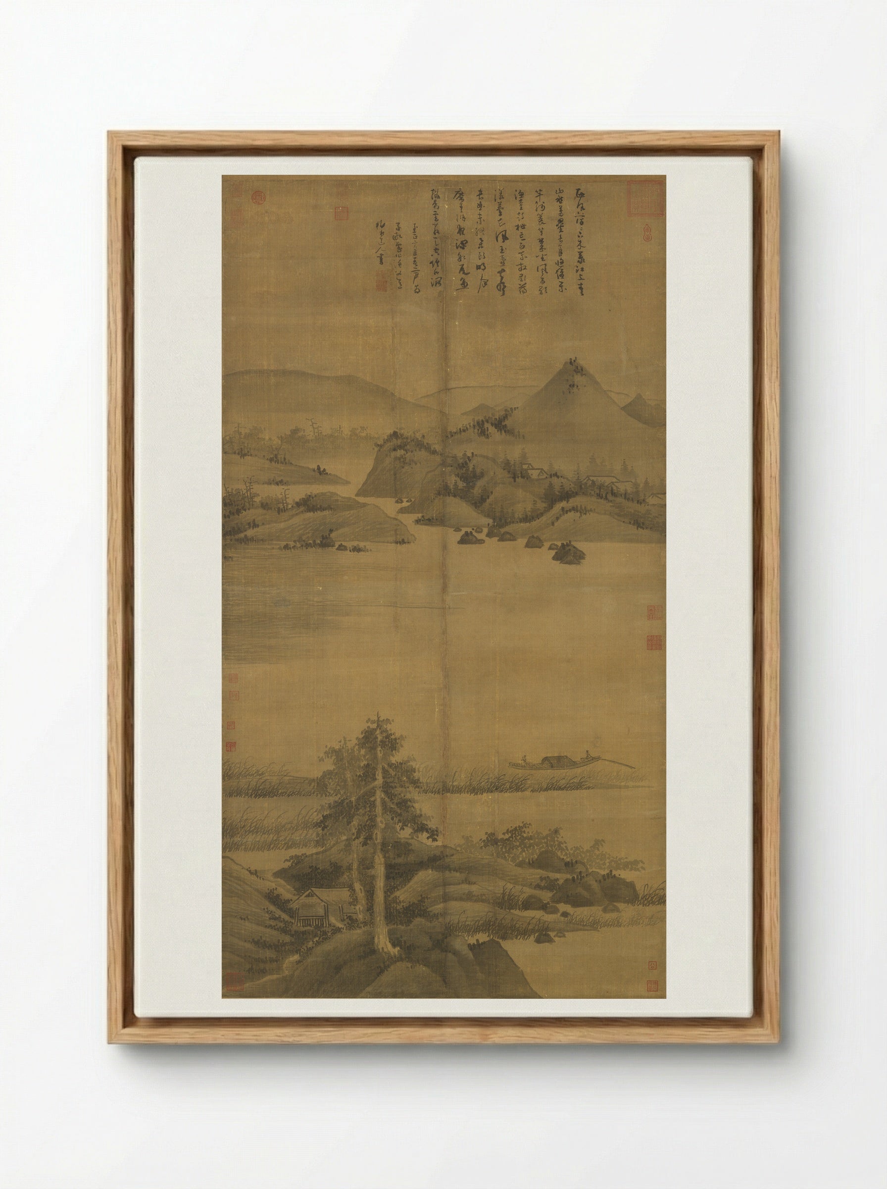 Fisherman - Wu Zhen - Framed Canvas Wood