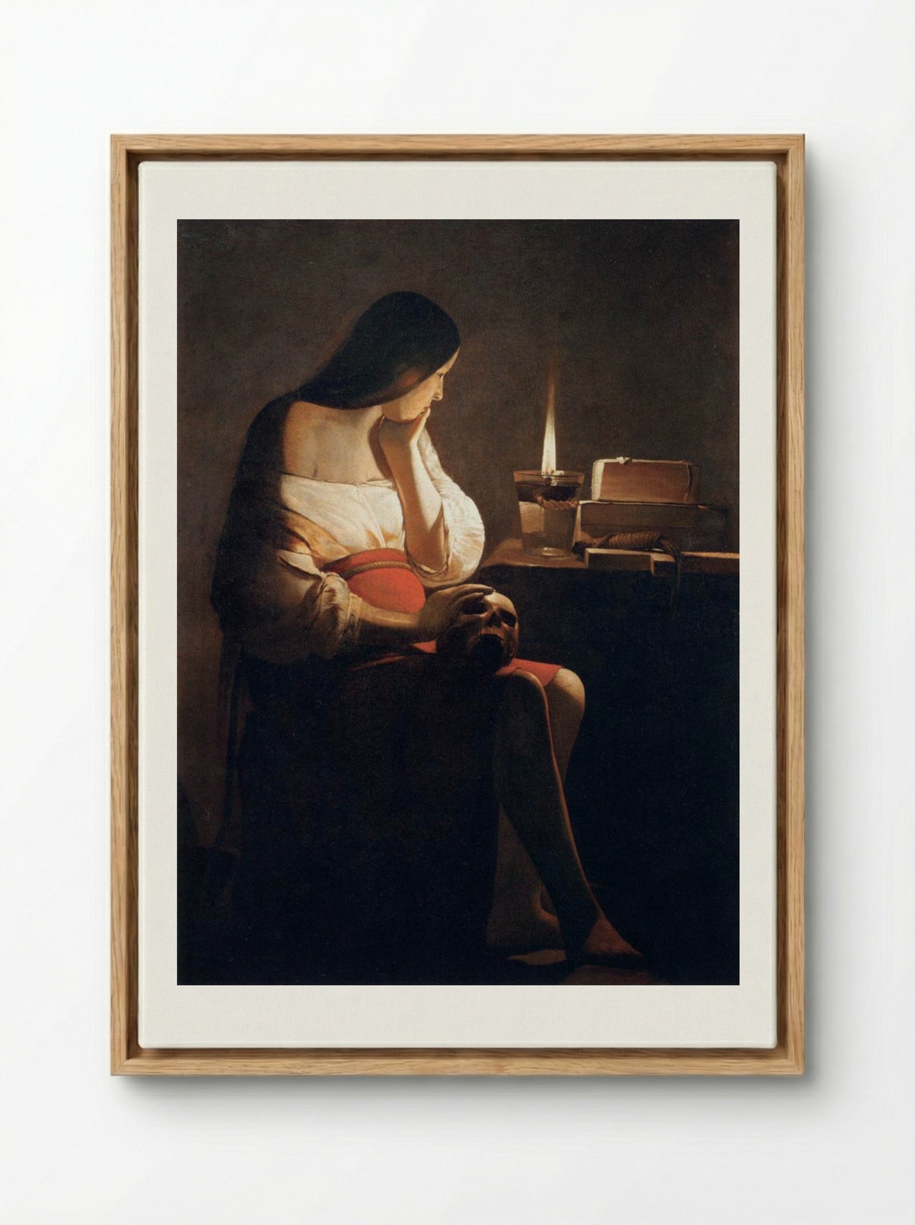 Mary Magdalene with the Night Light - Georges de la Tour - Framed Canvas Wood