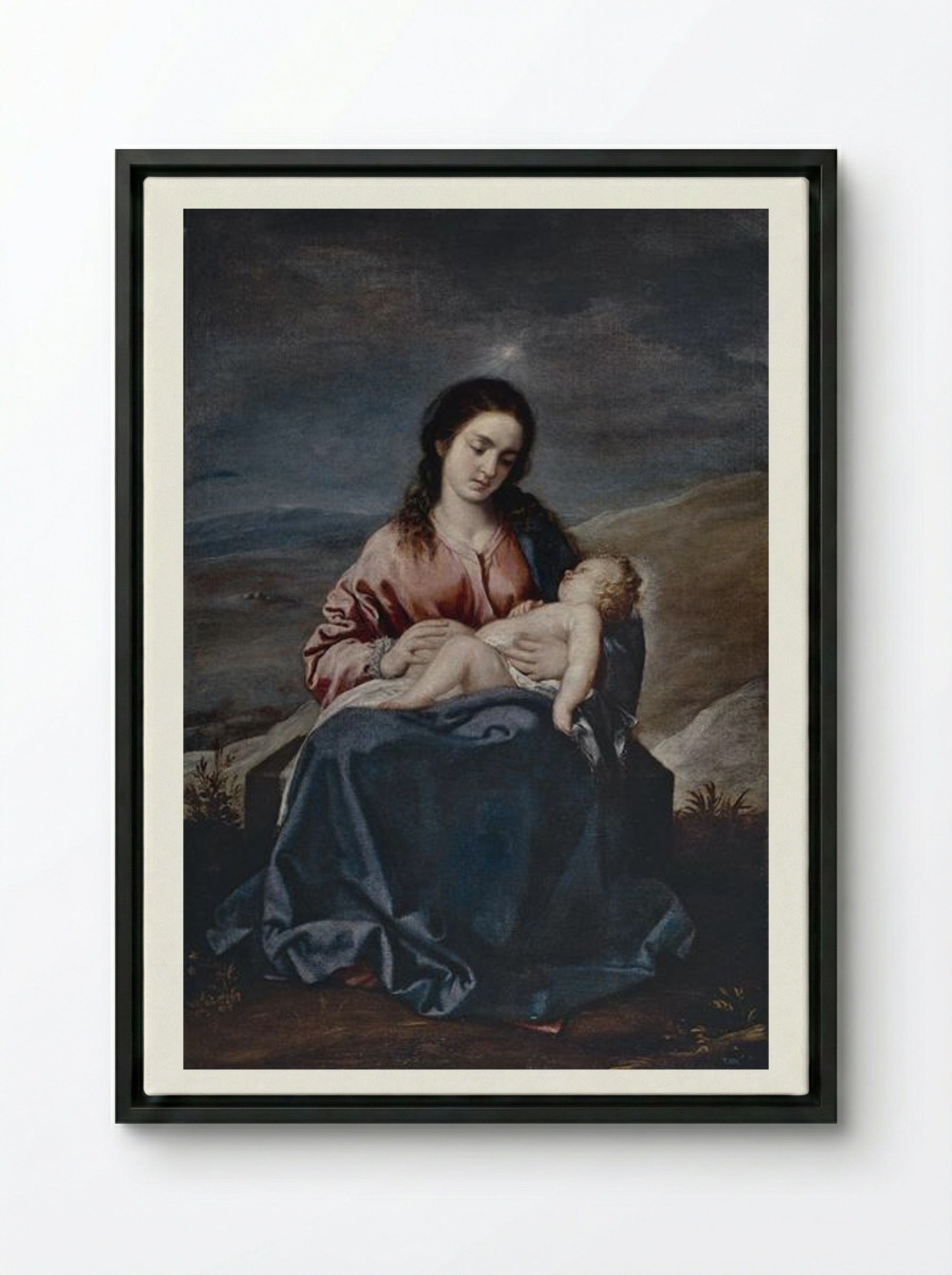 The Virgin and Child - Alonso Cano - Framed Canvas Black