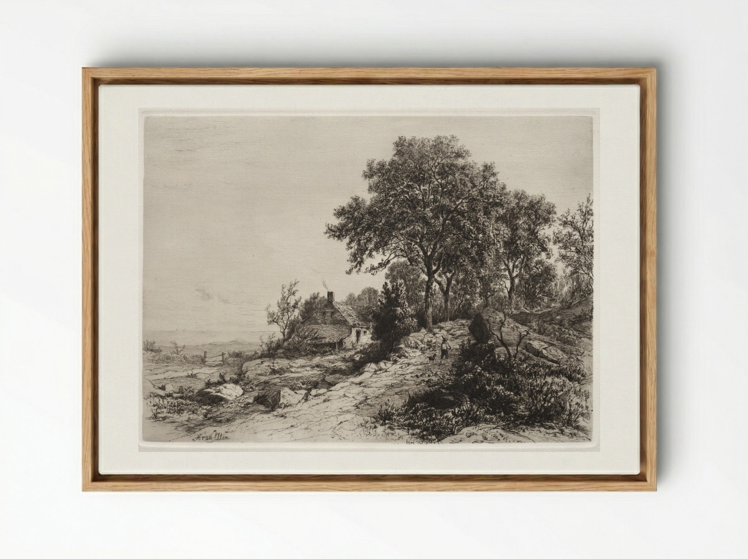 Cottage by the Sea - Hendrik Dirk Kruseman van Elten - Framed Canvas Wood