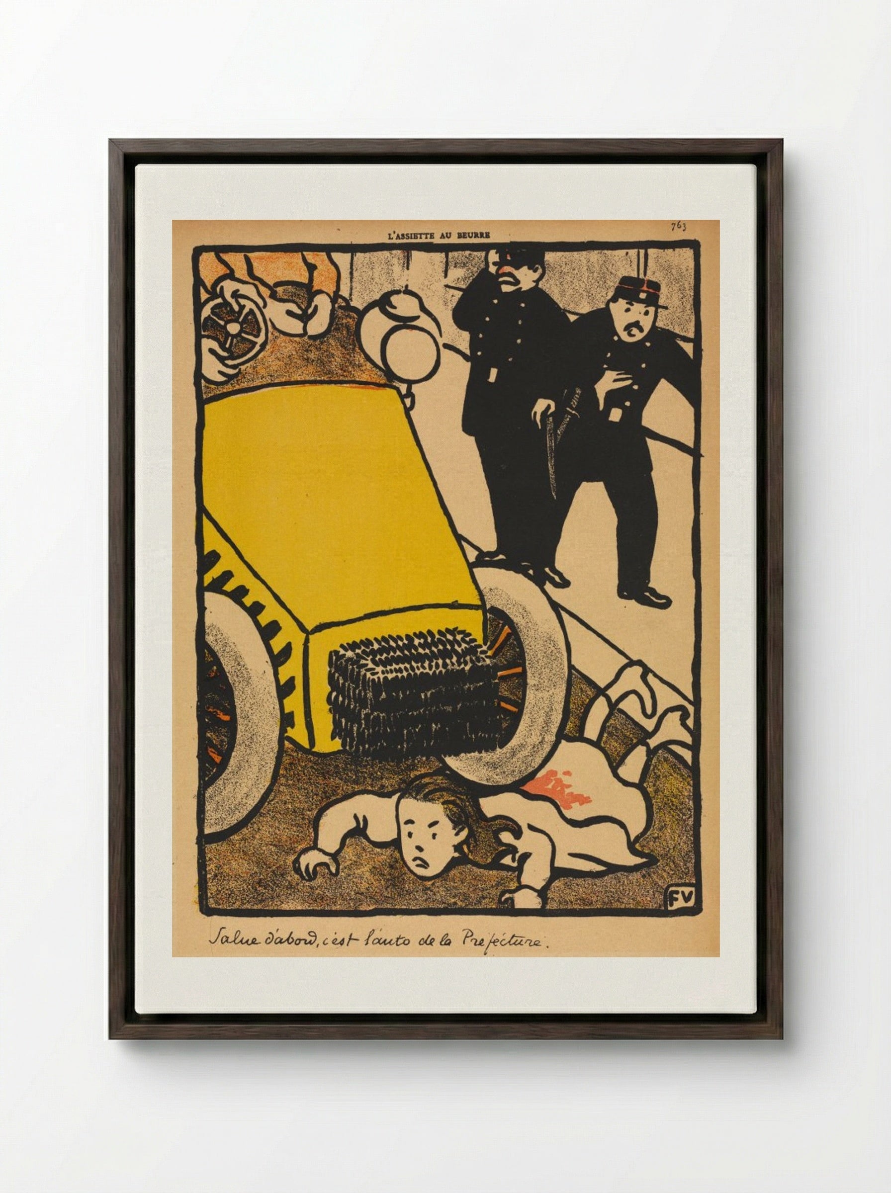 Salue d'abord, c'est l'auto de la Préfecture - Félix Vallotton - Framed Canvas Dark Wood