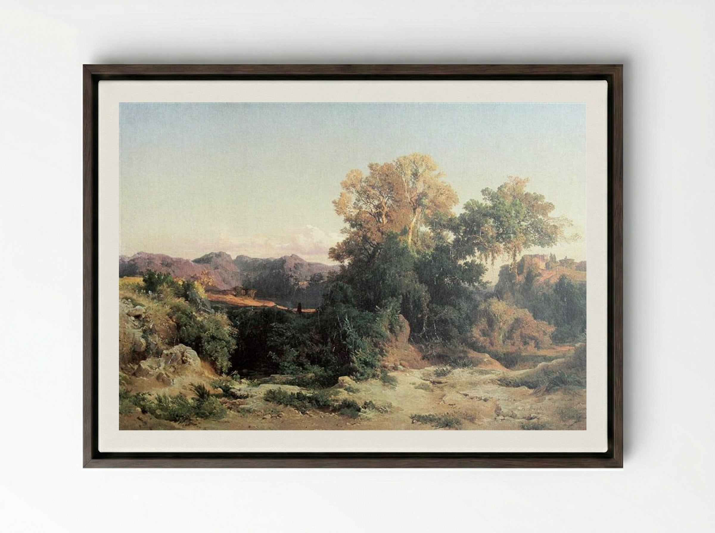 At Alban Hills - Arnold Böcklin - Framed Canvas Dark Wood