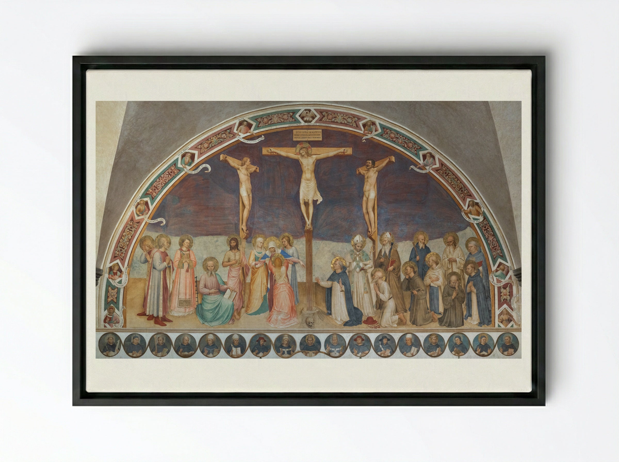 Crucifixion - Fra Angelico - Framed Canvas Black