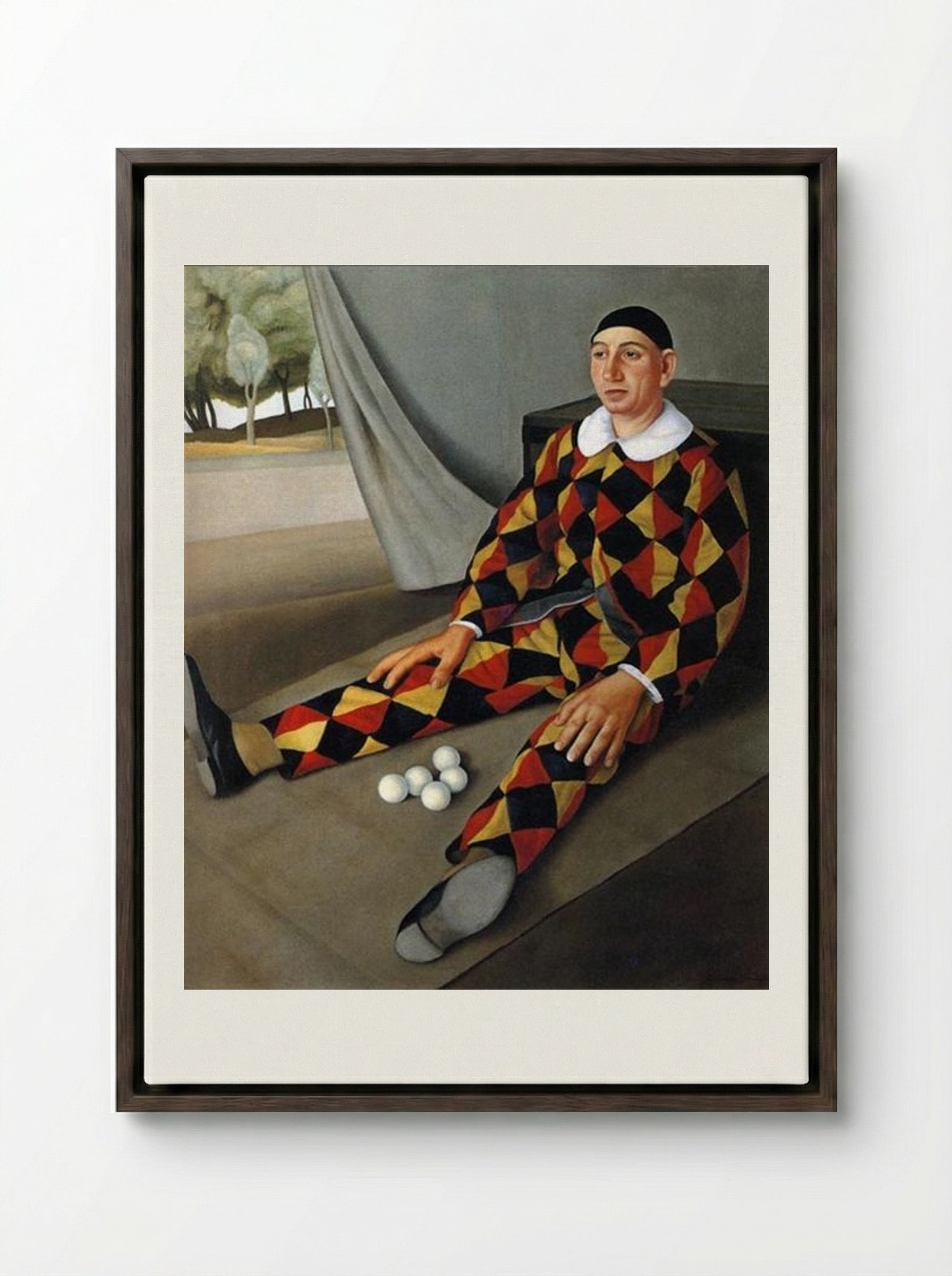 Juggler - Antonio Donghi - Framed Canvas Dark Wood