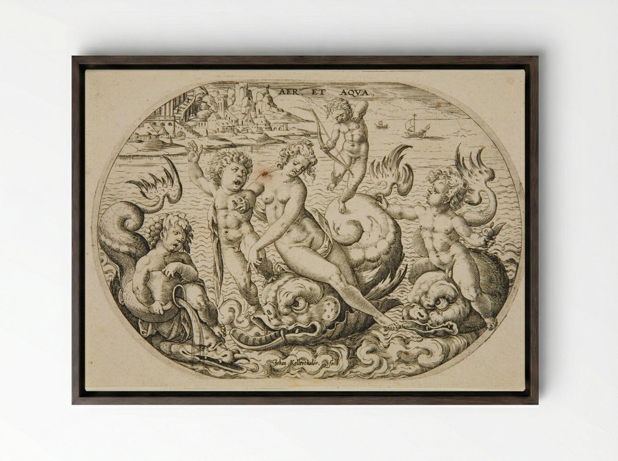 Air and Water - Johann Kellerthaler the Younger - Framed Canvas Dark Wood