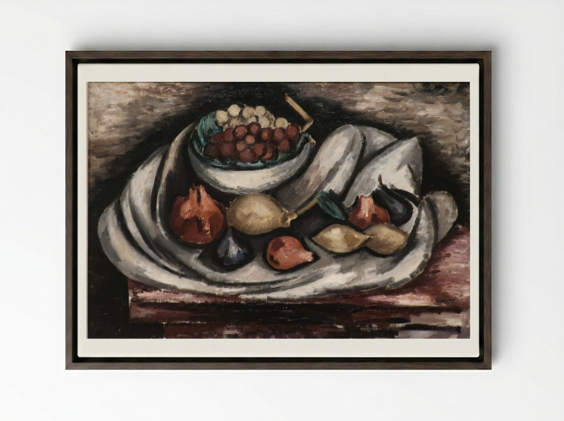 Still Life with Fruit - Marsden Hartley - Framed Canvas Dark Wood