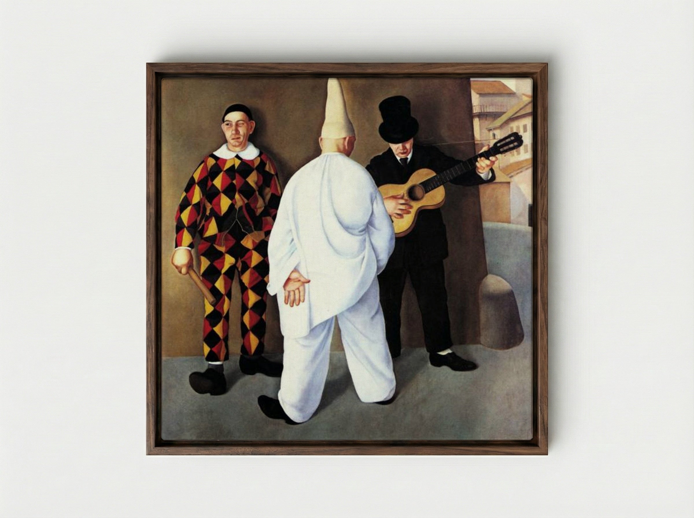 Carnevale - Antonio Donghi - Framed Canvas Dark Wood