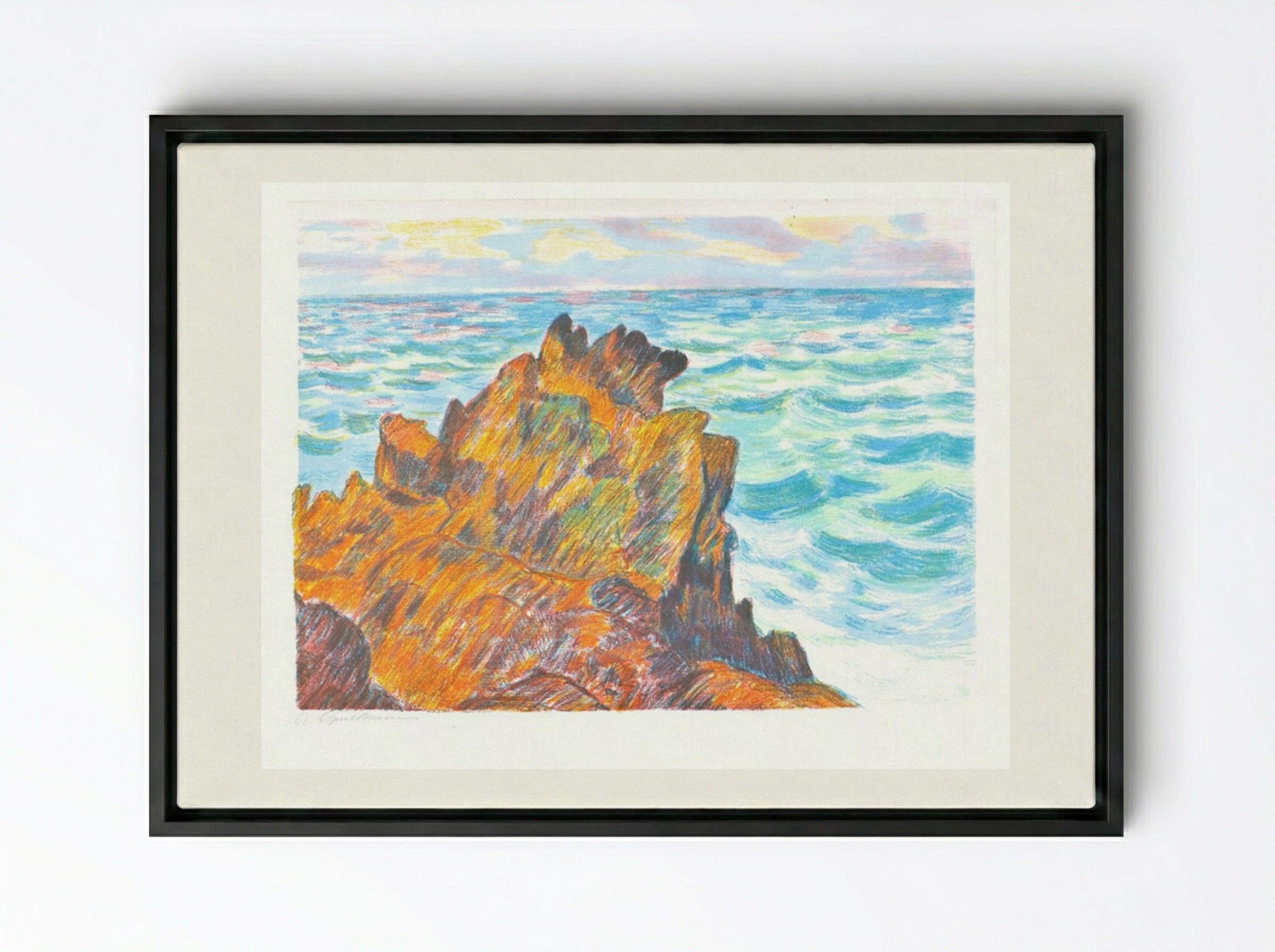 Les rochers rouges - Armand Guillaumin - Framed Canvas Black