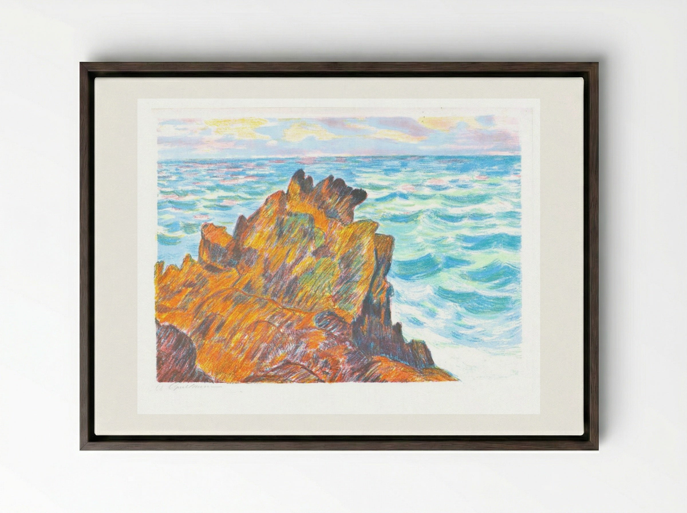 Les rochers rouges - Armand Guillaumin - Framed Canvas Dark Wood