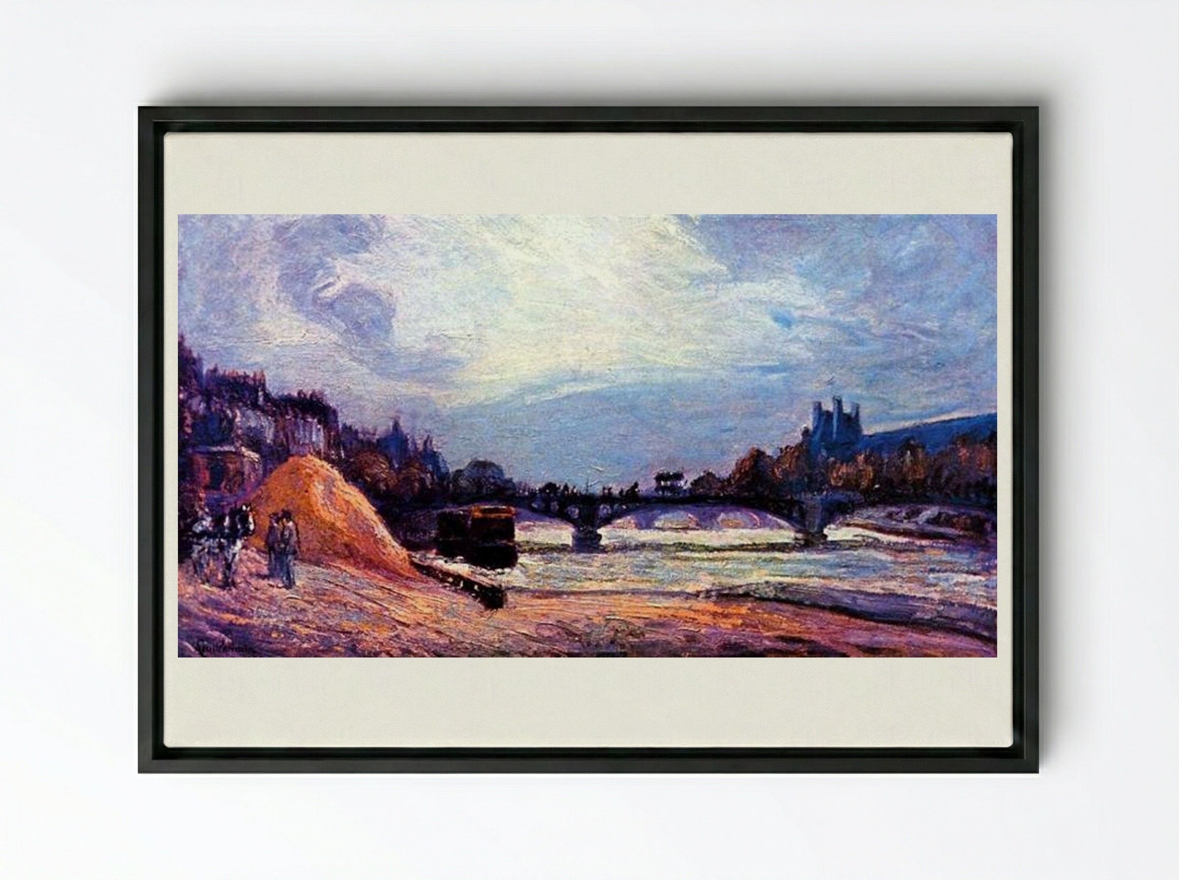 Le Pont des Arts - Armand Guillaumin - Framed Canvas Black