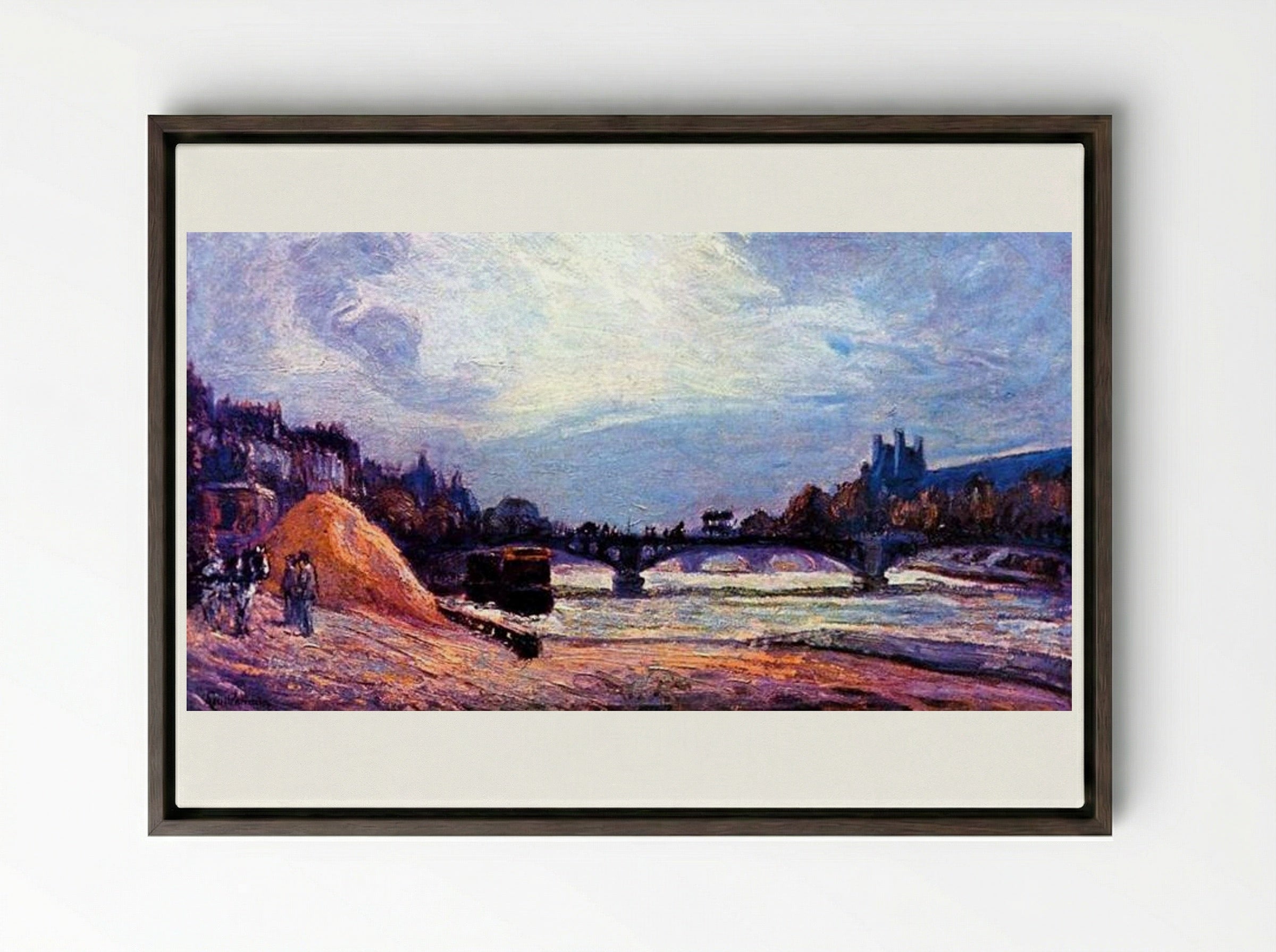 Le Pont des Arts - Armand Guillaumin - Framed Canvas Dark Wood