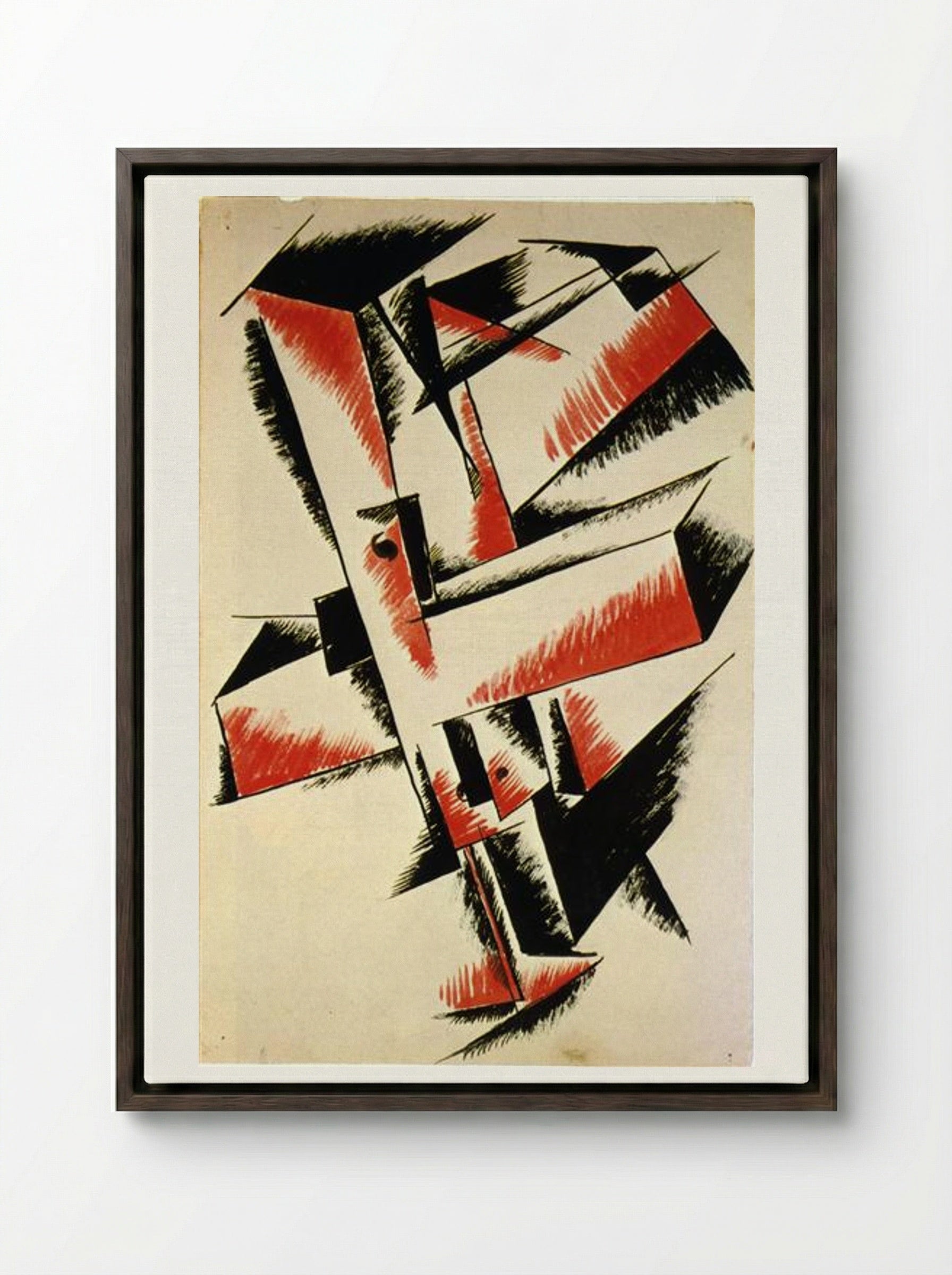 Spatial Force Construction - Lyubov Popova - Framed Canvas Dark Wood