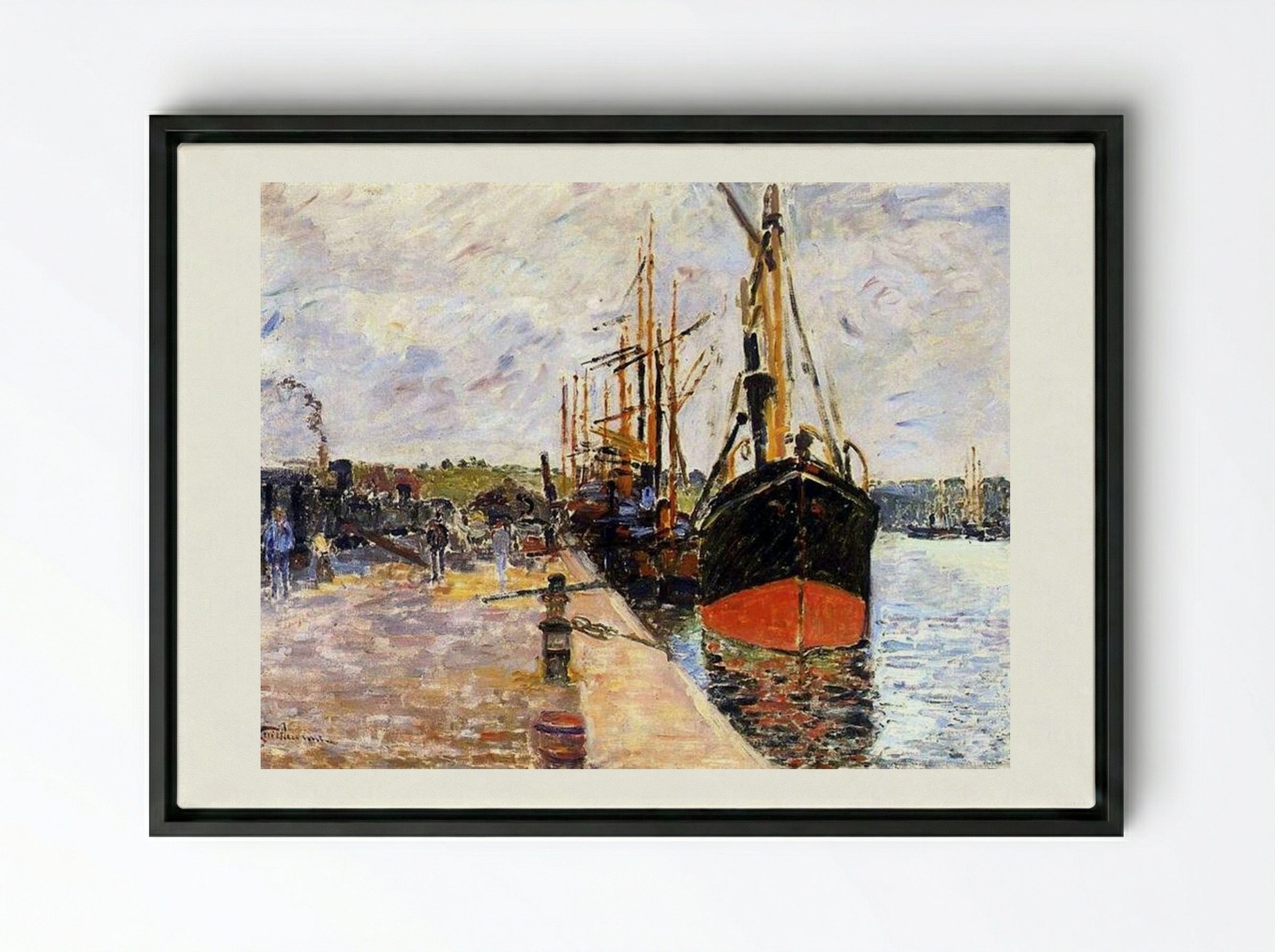 Vue de port - Armand Guillaumin - Framed Canvas Black