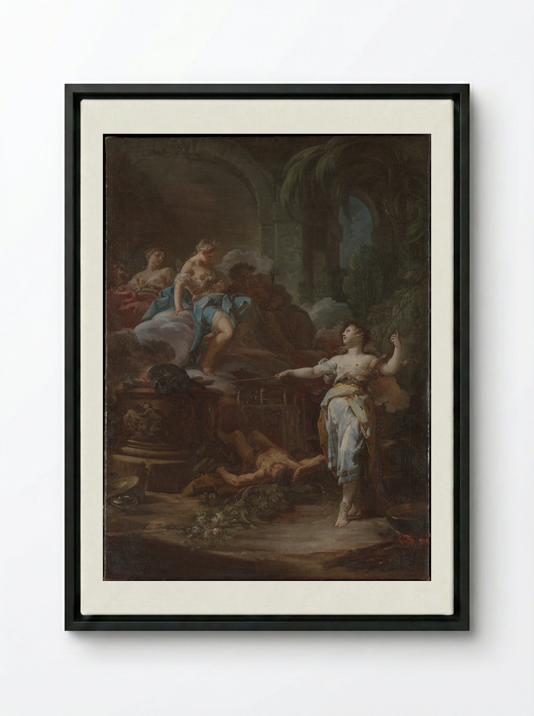 Medea Rejuvenating Aeson - Corrado Giaquinto - Framed Canvas Black