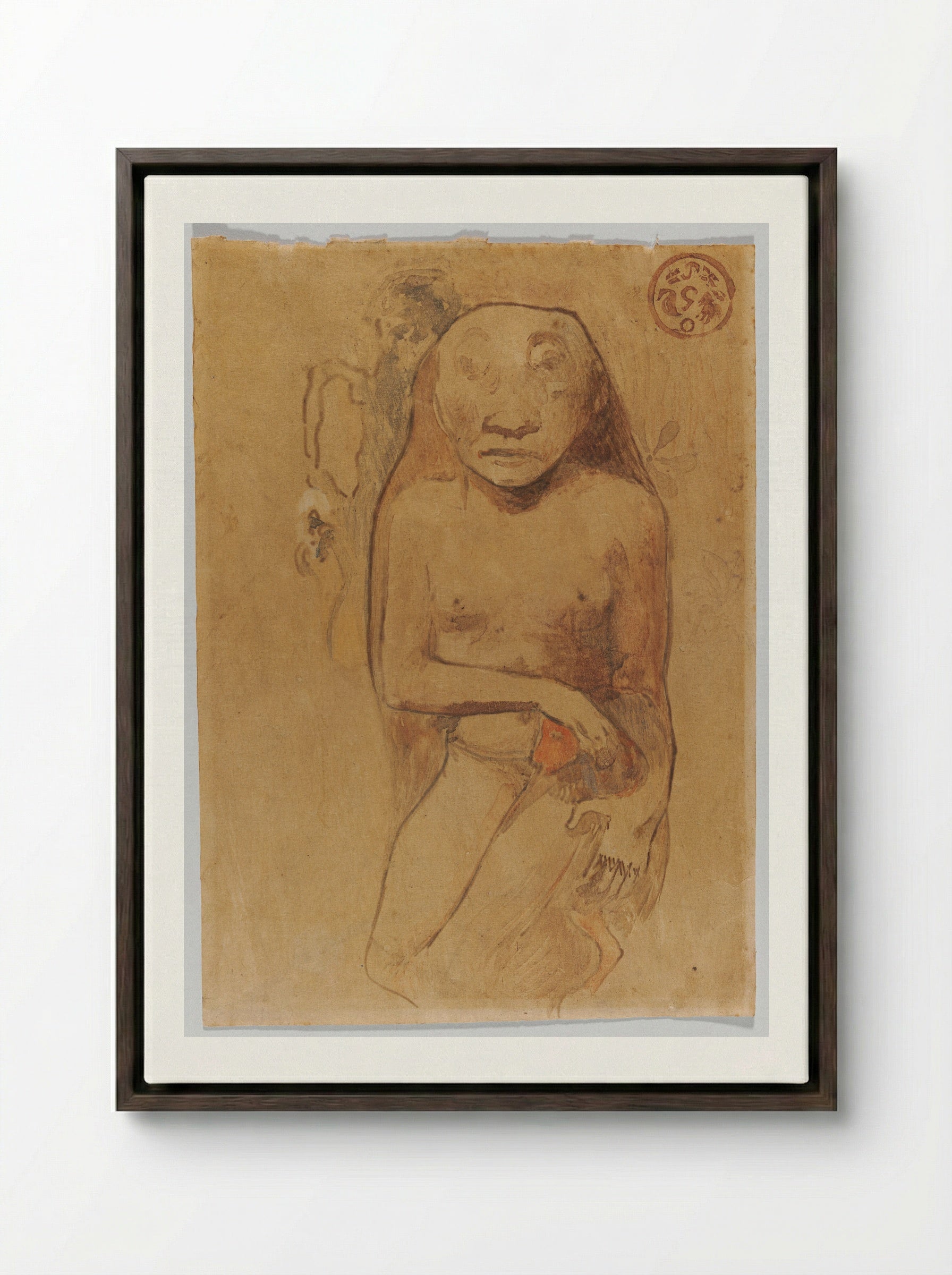 Oviri - Paul Gauguin - Framed Canvas Dark Wood