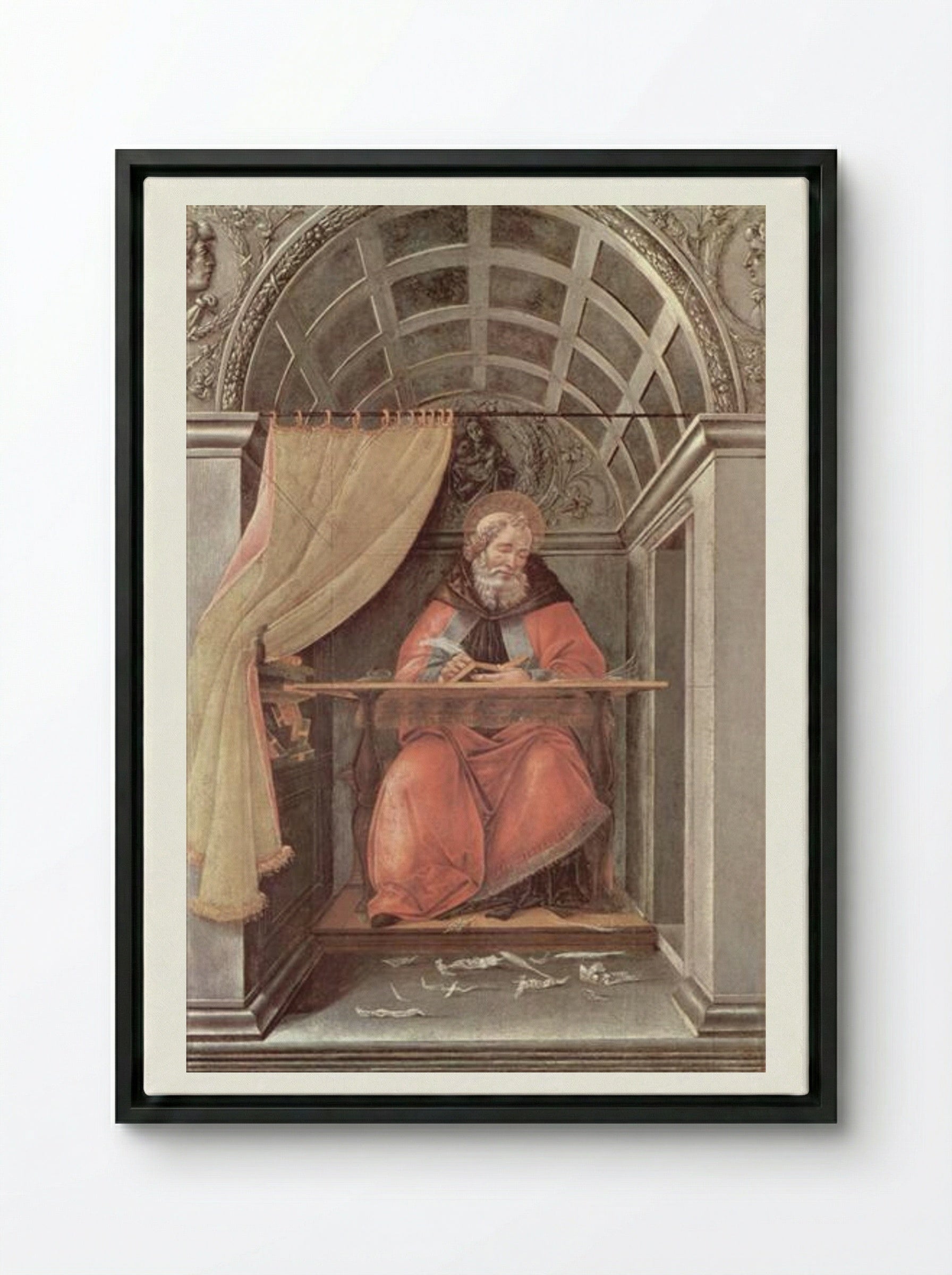 St. Augustine in his cell - Sandro Botticelli - Framed Canvas Black