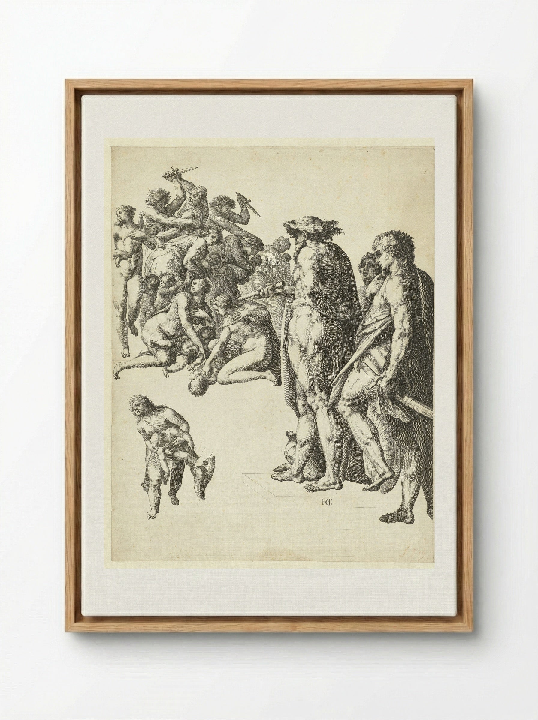The Massacre of the Innocents - Hendrick Goltzius - Framed Canvas Wood