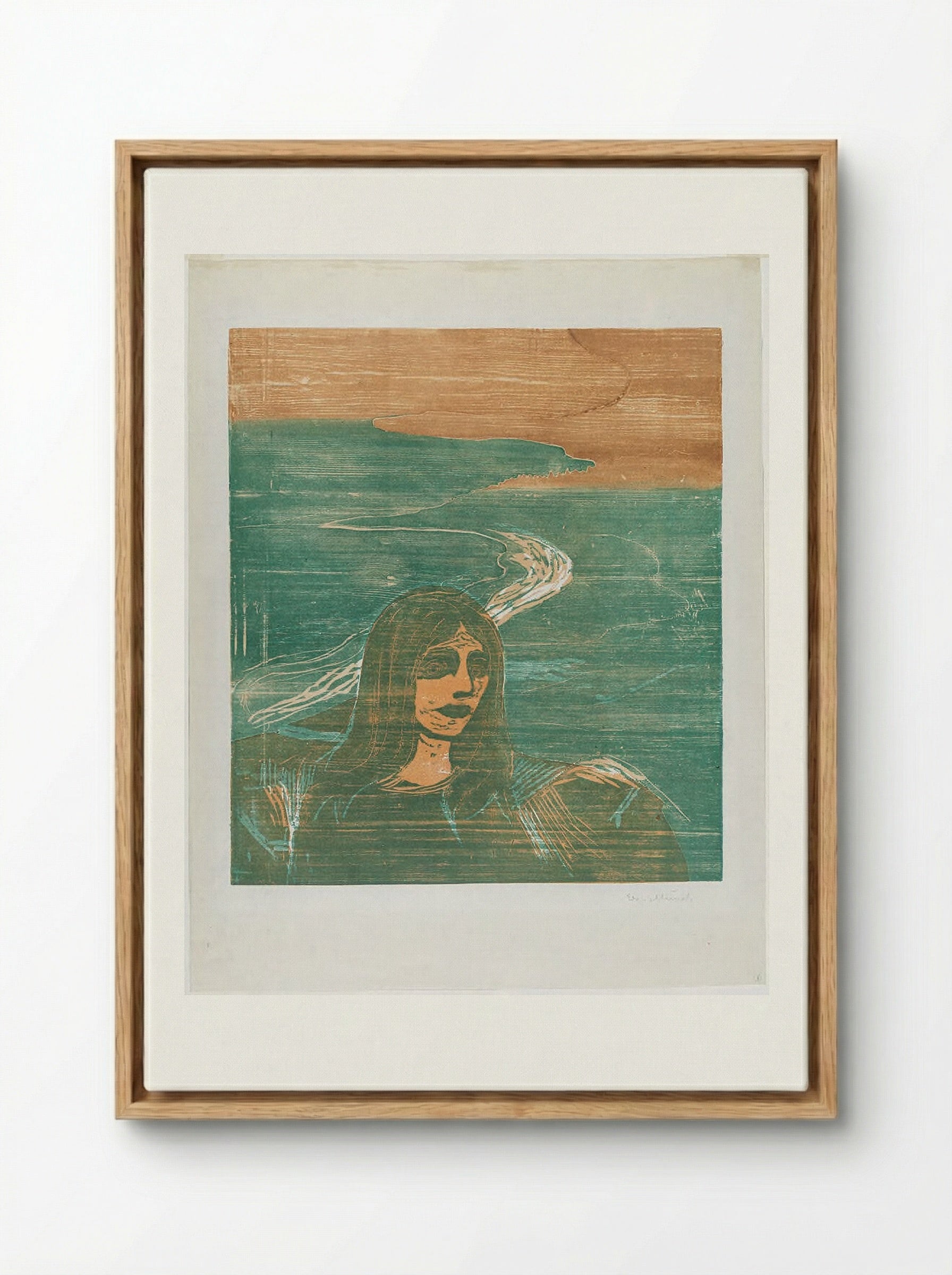 Woman's Head against the Shore - Edvard Munch - Framed Canvas Wood
