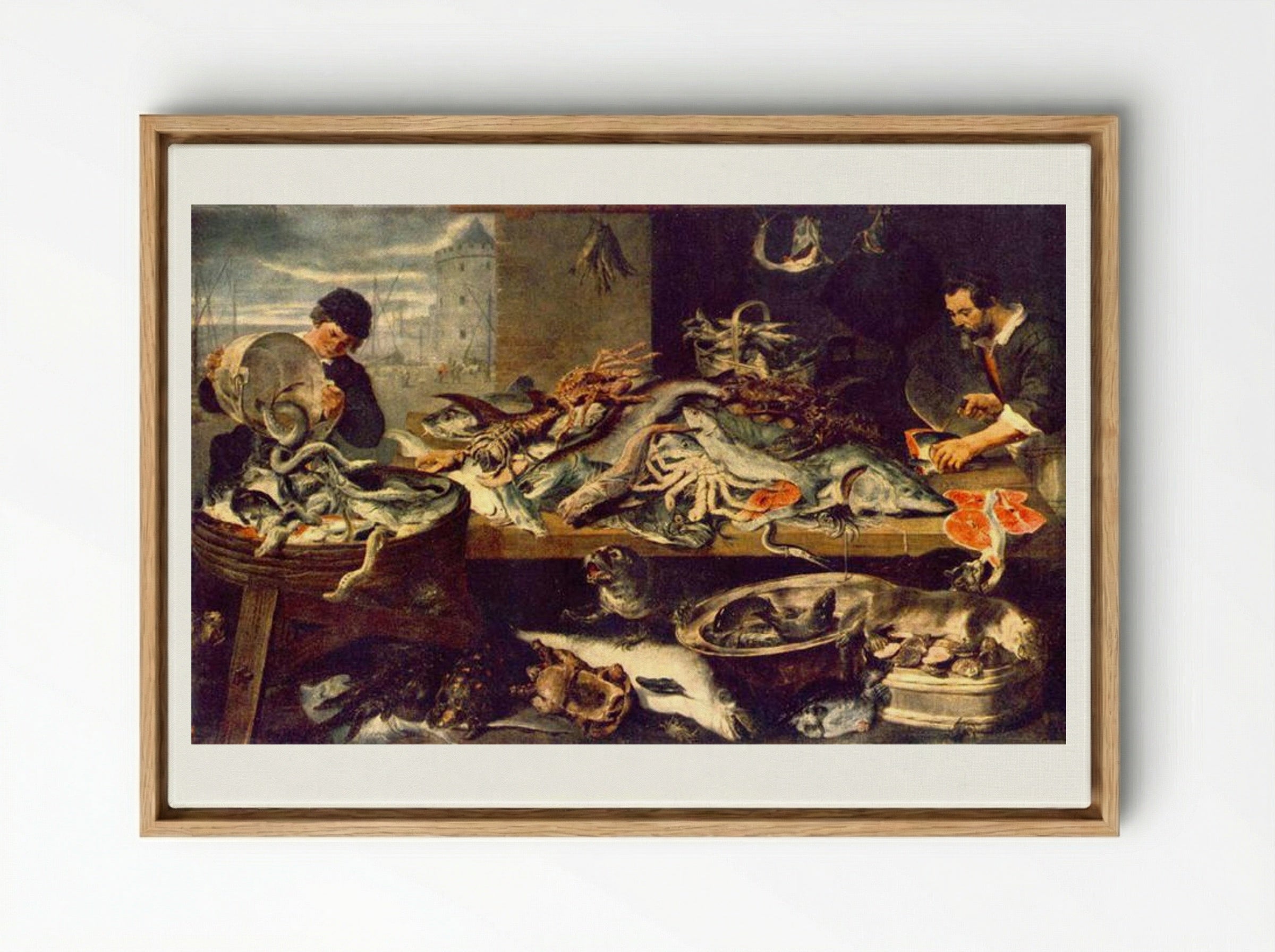 Fish Shop - Frans Snyders - Framed Canvas Wood