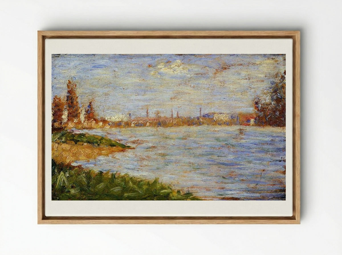 The Riverbanks - Georges Seurat - Framed Canvas Wood