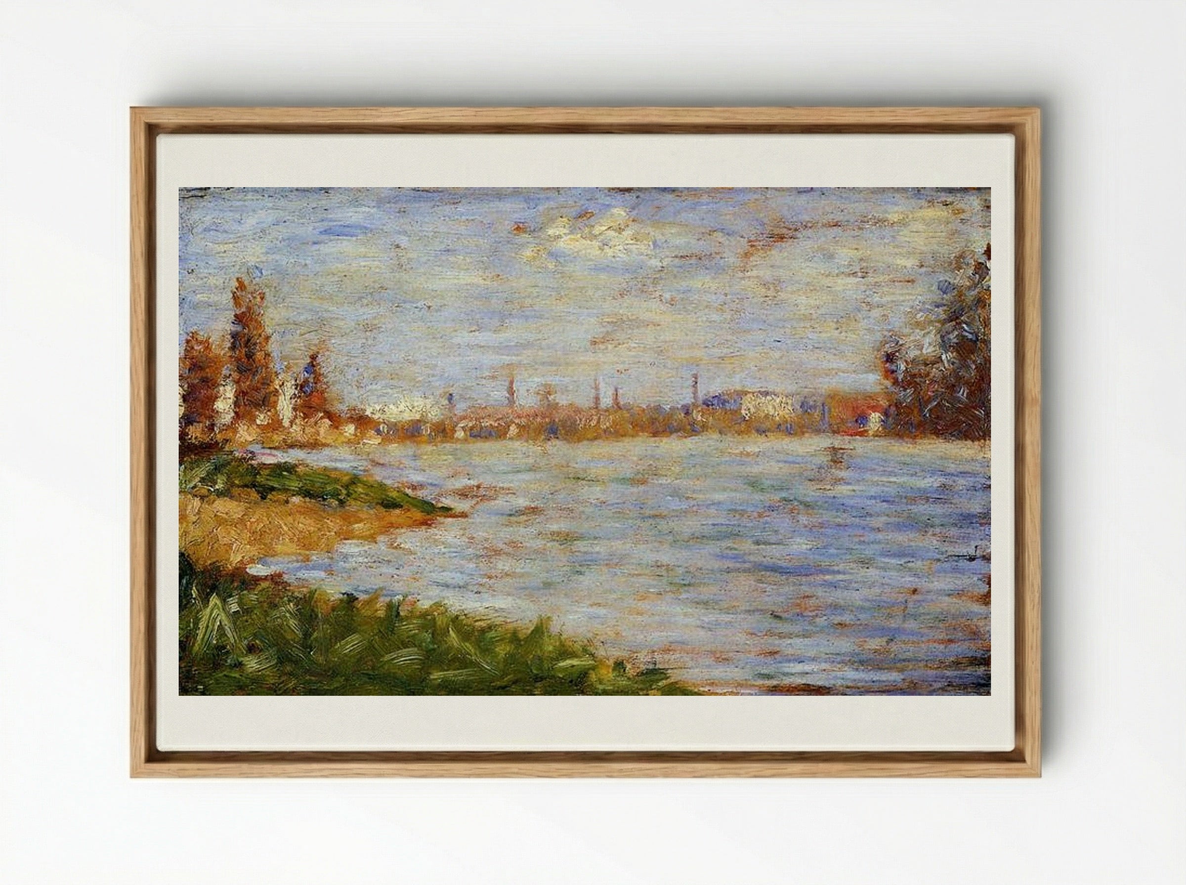 The Riverbanks - Georges Seurat - Framed Canvas Wood