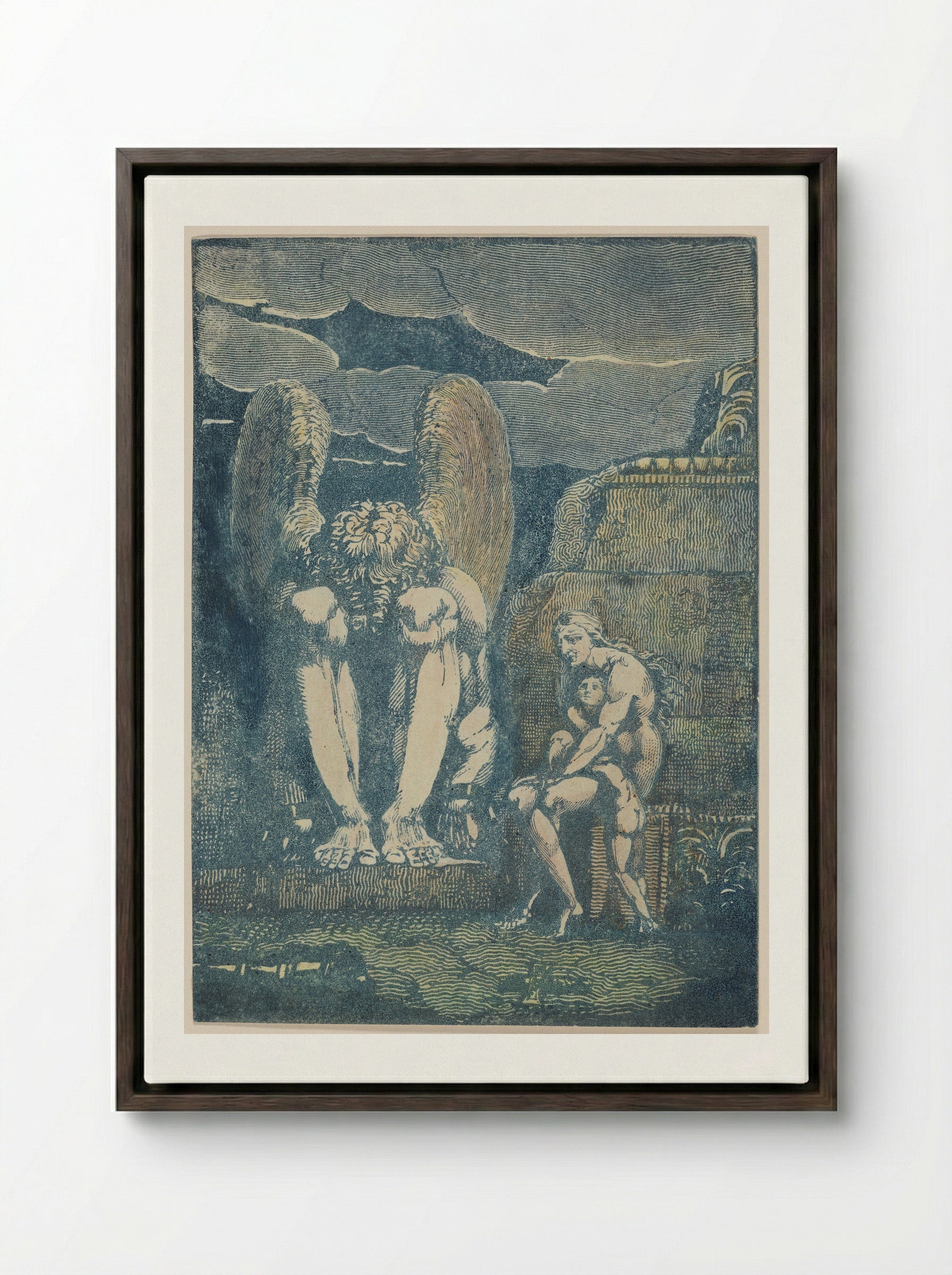 Frontispiece for America a Prophecy - William Blake - Framed Canvas Dark Wood