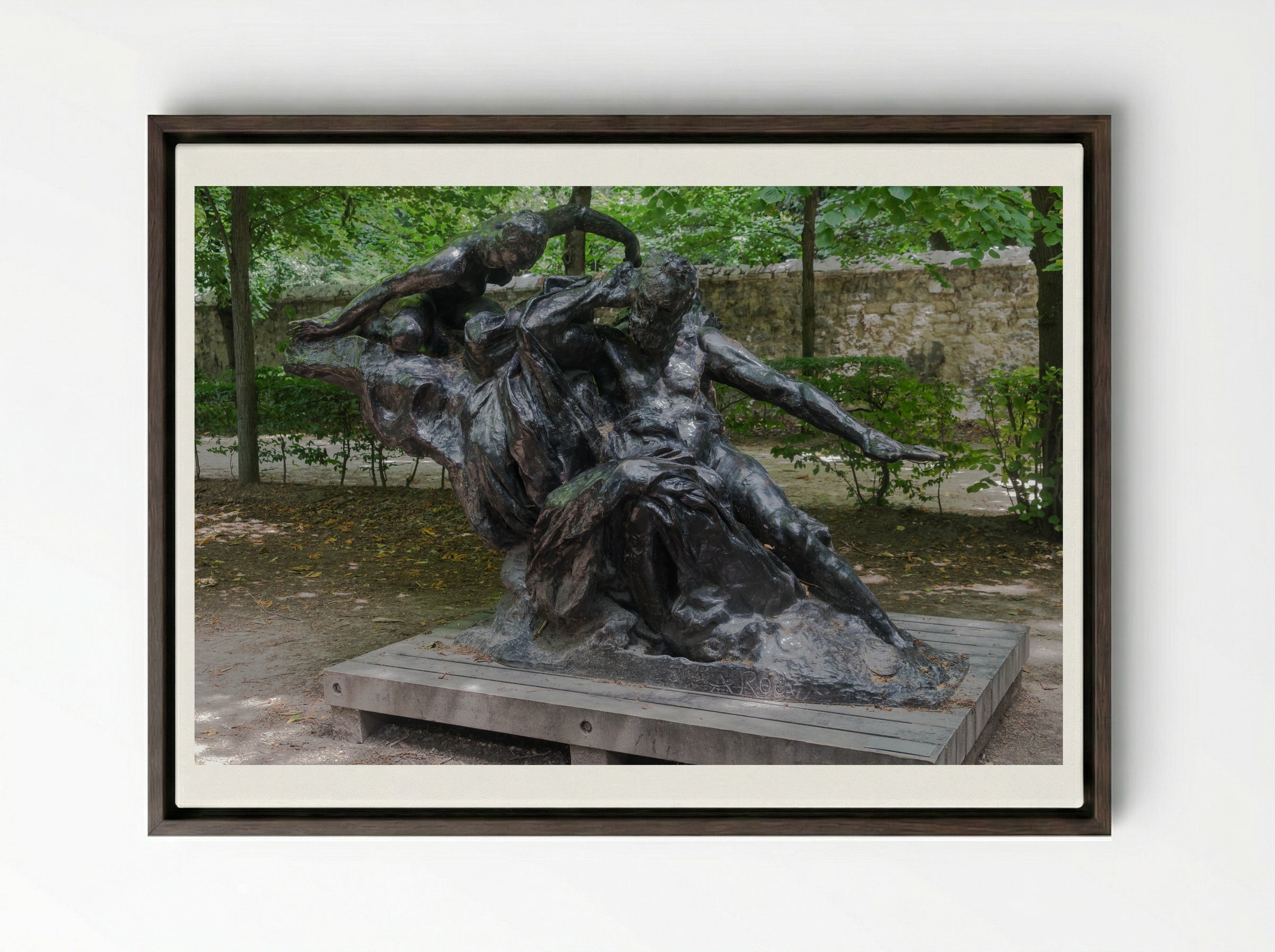 Victor Hugo and the Muses - Auguste Rodin - Framed Canvas Dark Wood