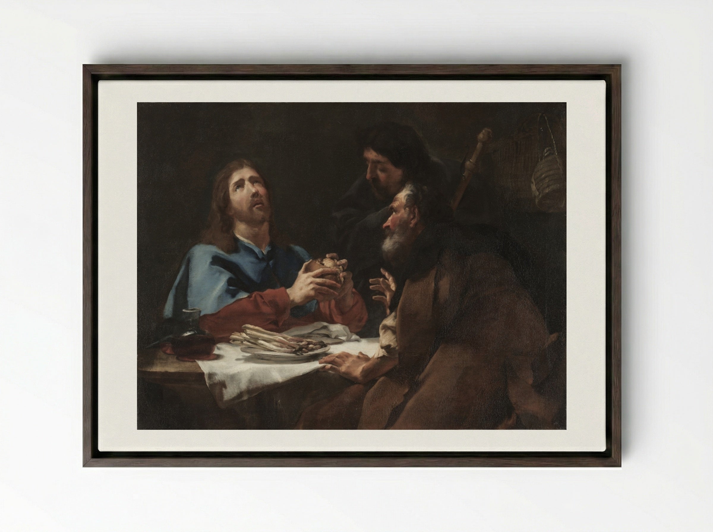 The Supper at Emmaus - Giovanni Battista Piazzetta - Framed Canvas Dark Wood
