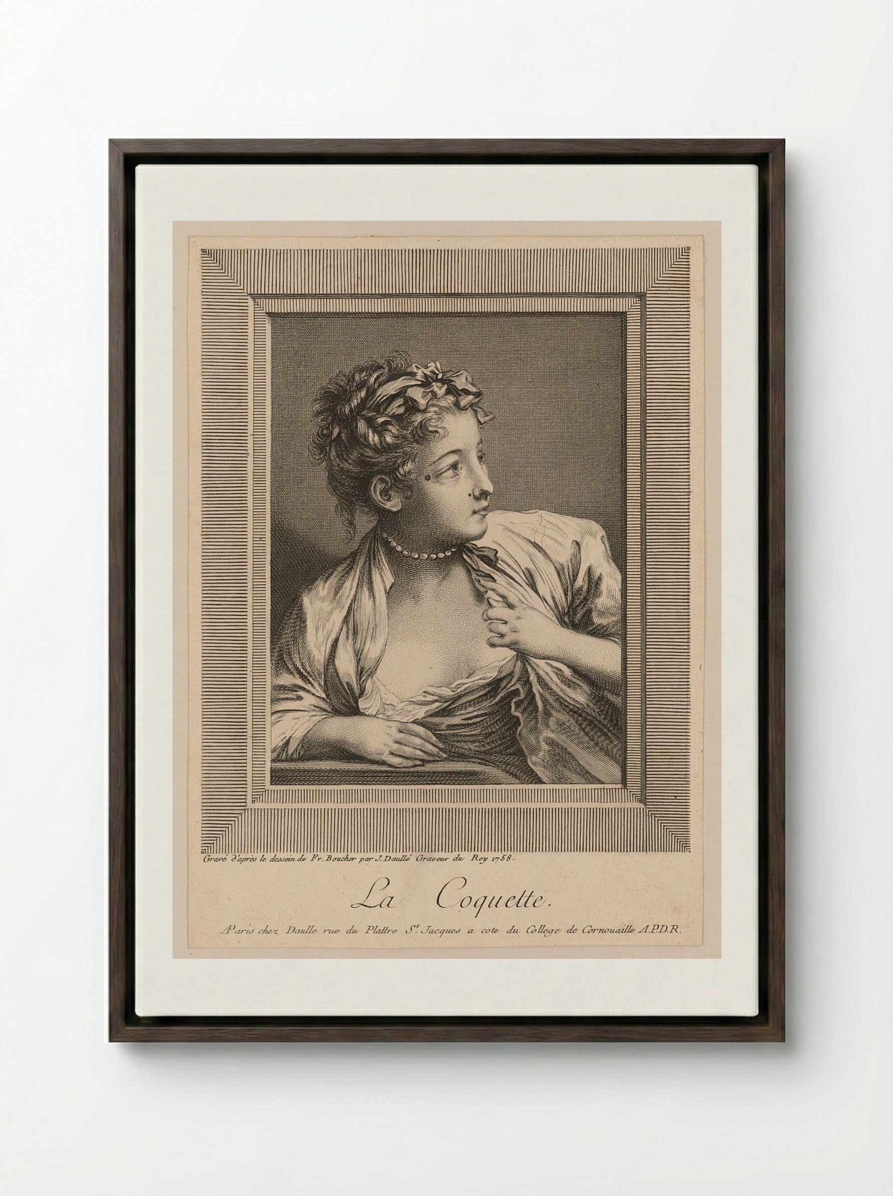 The Coquette - François Boucher - Framed Canvas Dark Wood