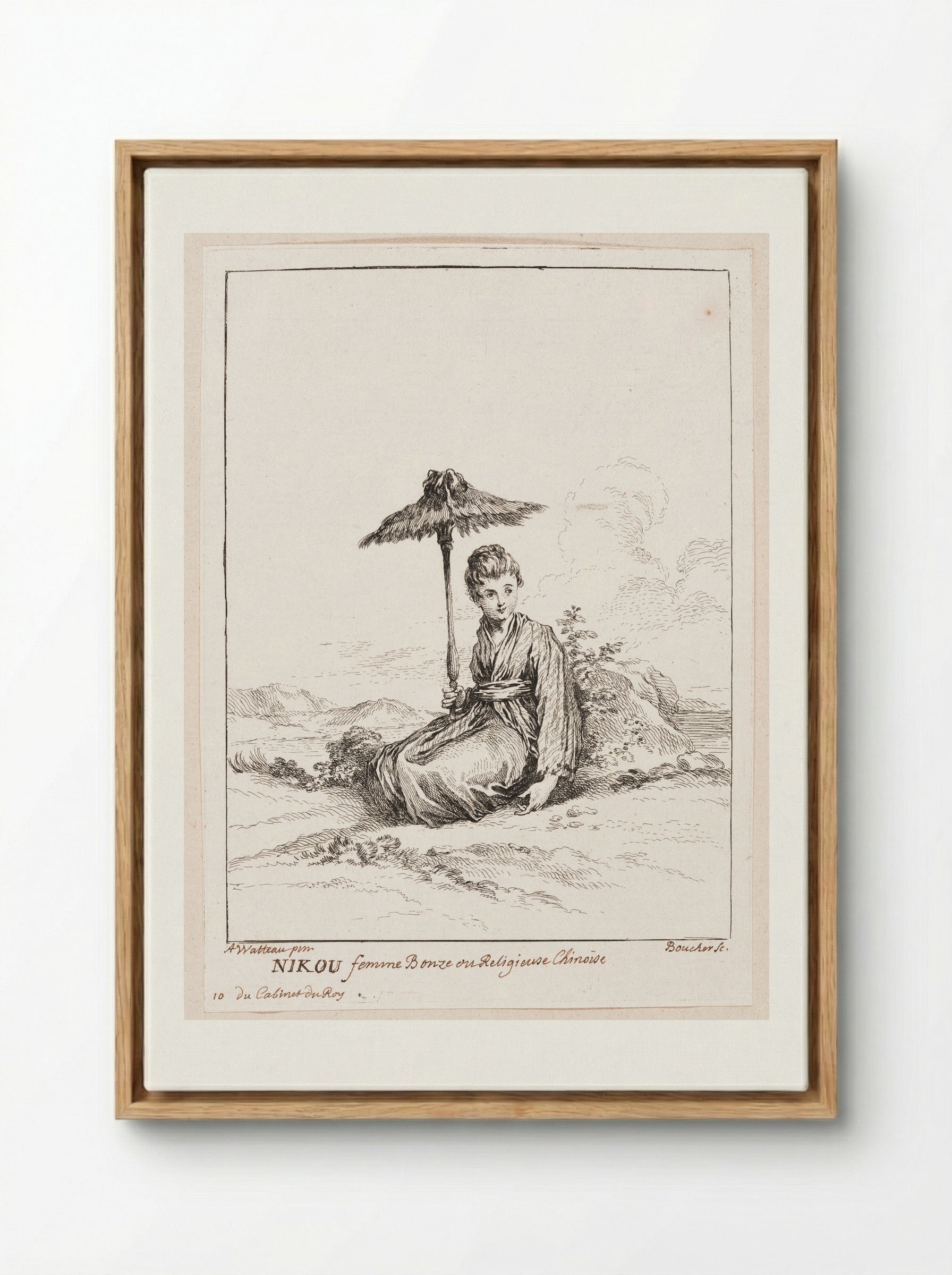 Nikou, Female Bonze or Chinese Nun - François Boucher - Framed Canvas Wood