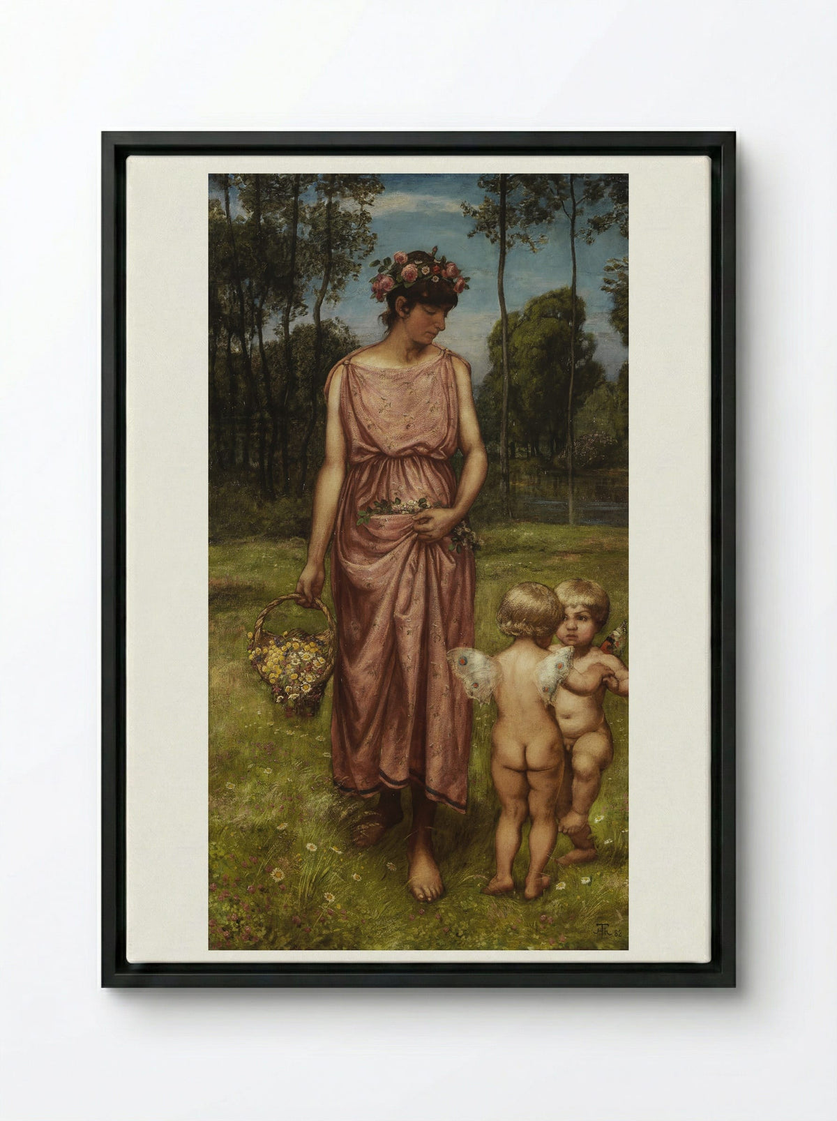 Flora - Hans Thoma - Framed Canvas Black