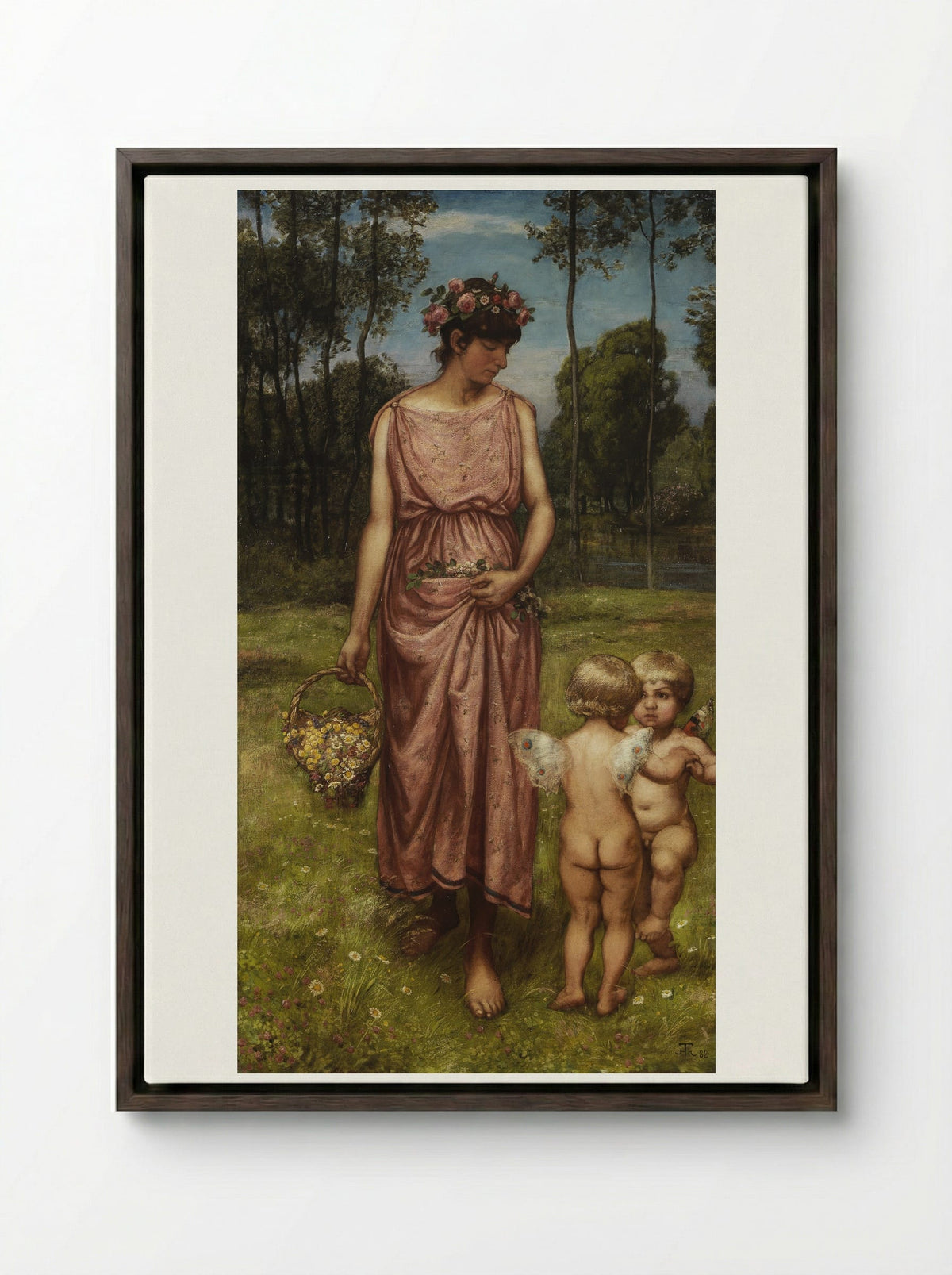 Flora - Hans Thoma - Framed Canvas Dark Wood