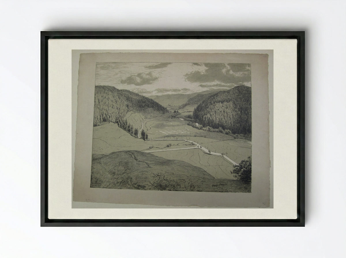 View of St. Blaise - Hans Thoma - Framed Canvas Black