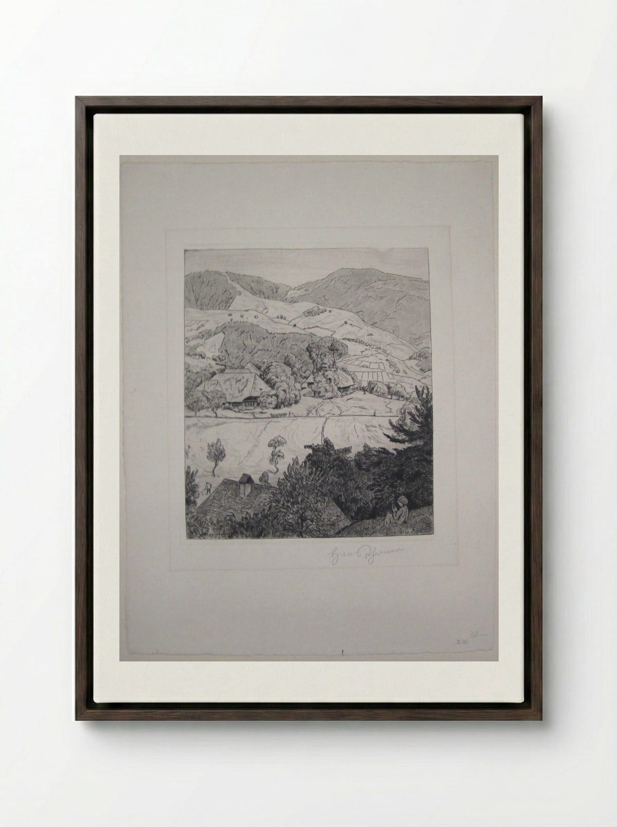 Schönenberg - Hans Thoma - Framed Canvas Dark Wood