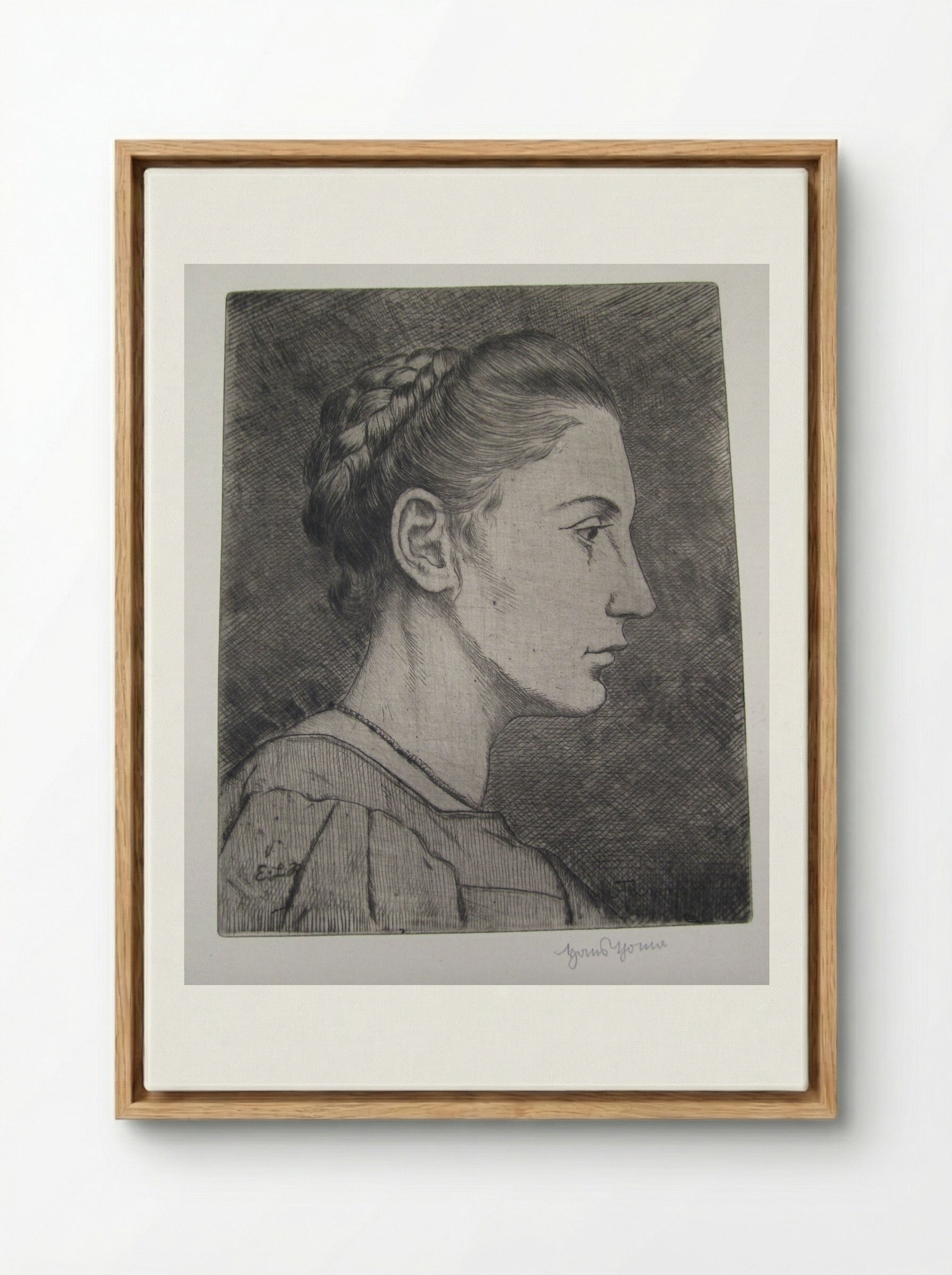 Head of a Girl I (Elisabeth La Roche) - Hans Thoma - Framed Canvas Wood