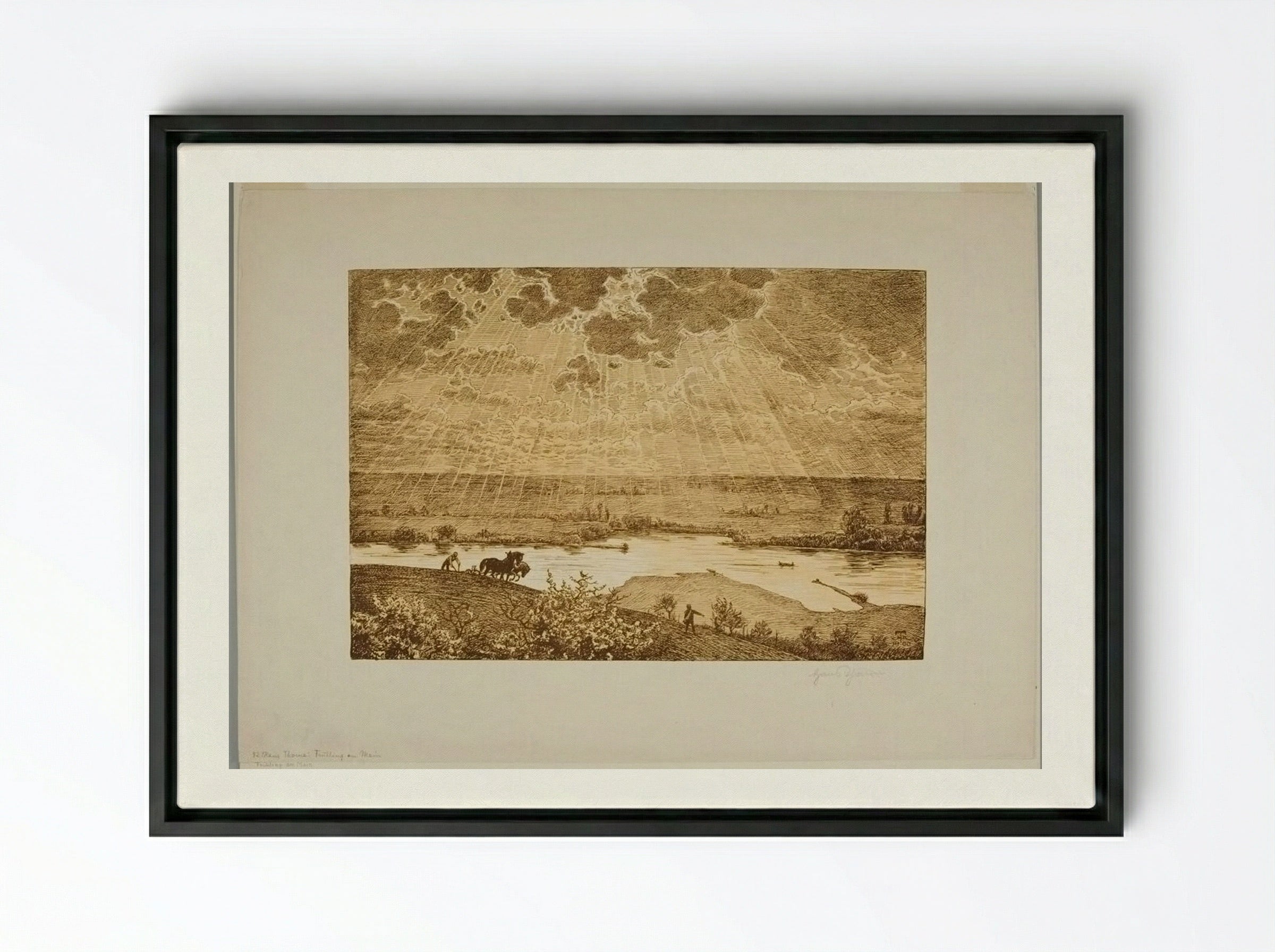 Springtime in the Region of the Main - Hans Thoma - Framed Canvas Black