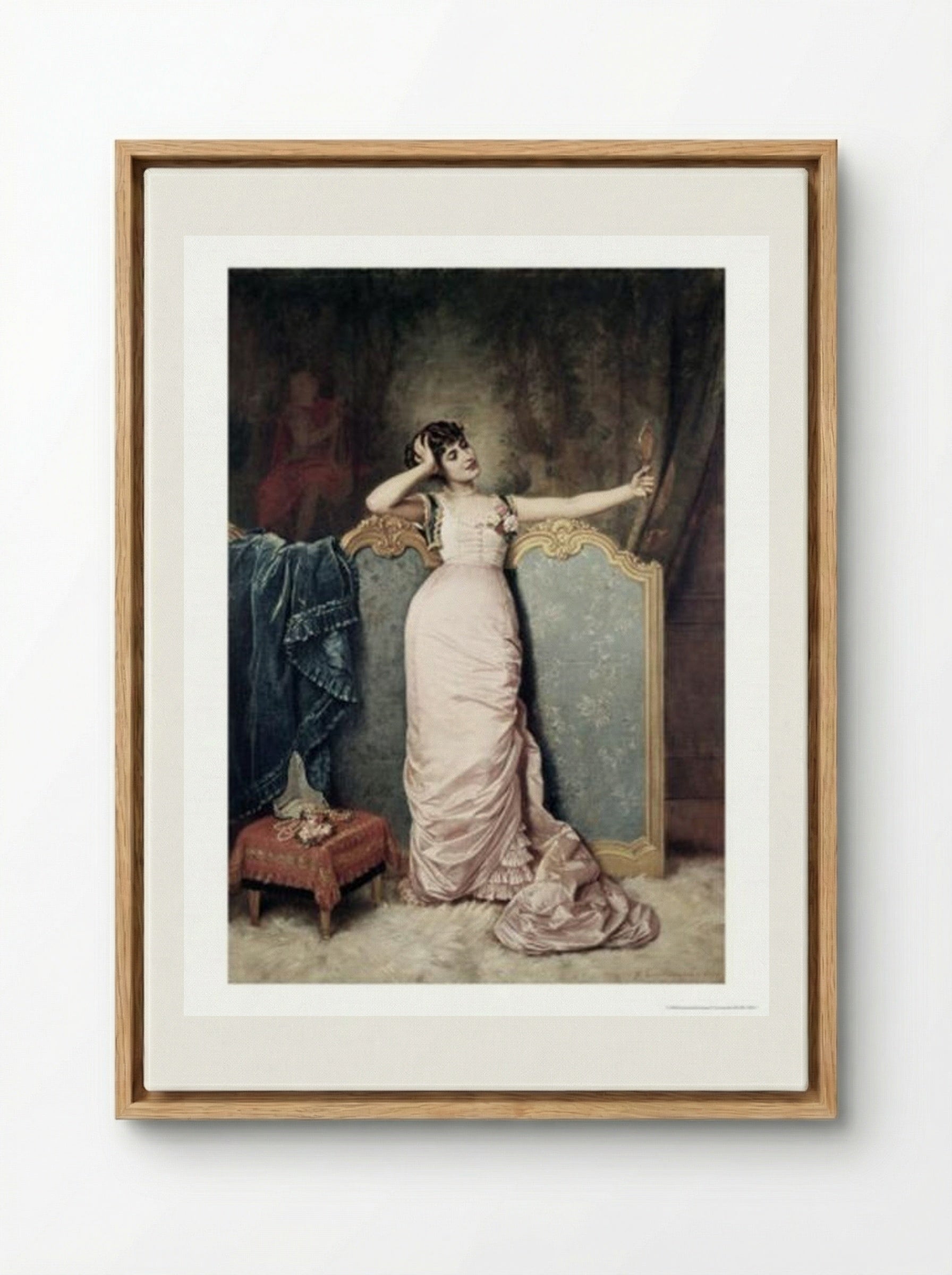 Admiring Herself - Auguste Toulmouche - Framed Canvas Wood