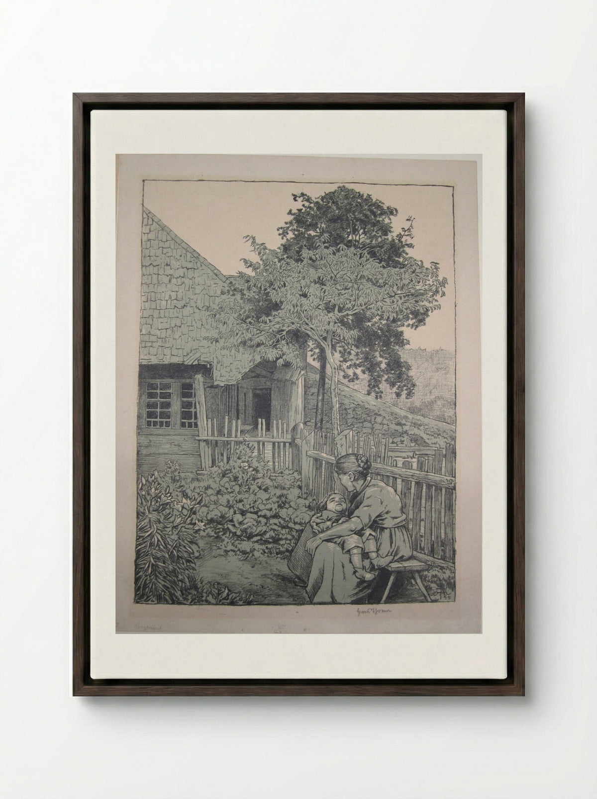 Little Black Forest Garden - Hans Thoma - Framed Canvas Dark Wood