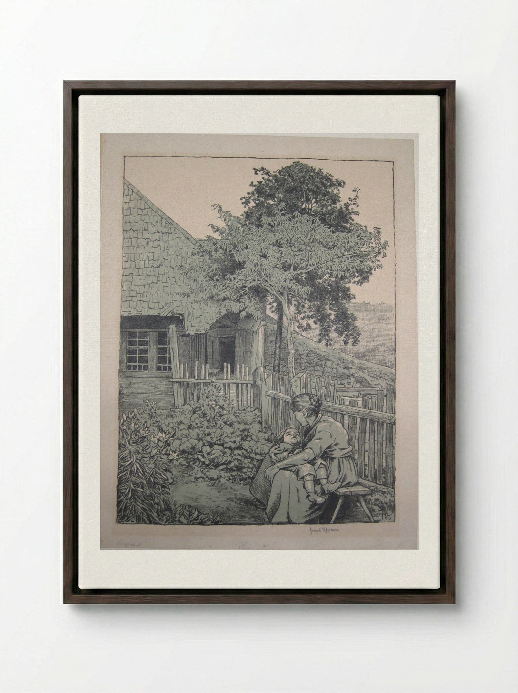 Little Black Forest Garden - Hans Thoma - Framed Canvas Dark Wood