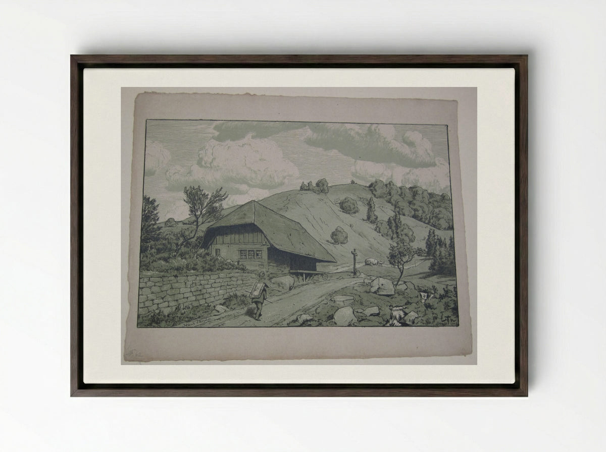 Black Forest House near Happach - Hans Thoma - Framed Canvas Dark Wood