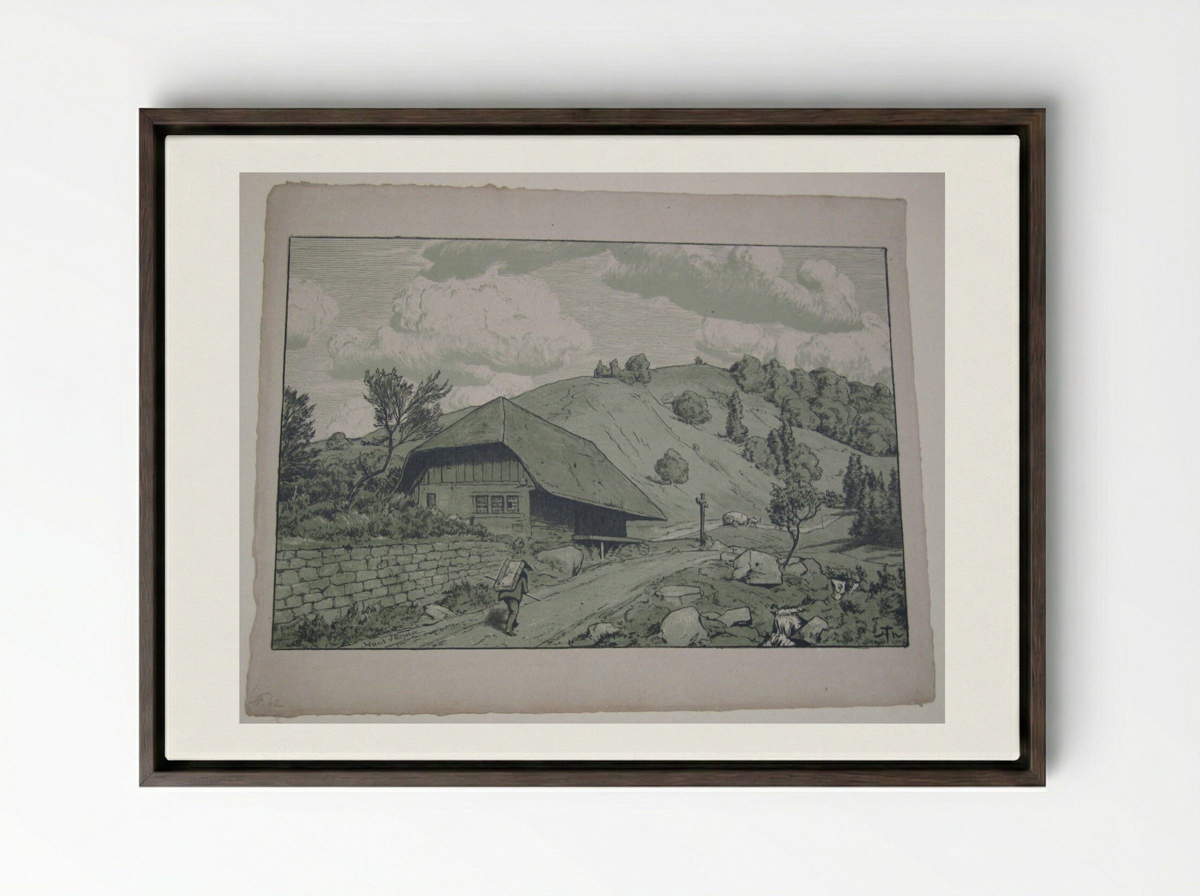 Black Forest House near Happach - Hans Thoma - Framed Canvas Dark Wood