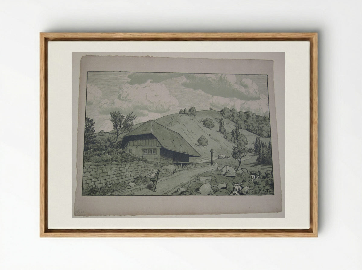 Black Forest House near Happach - Hans Thoma - Framed Canvas Wood