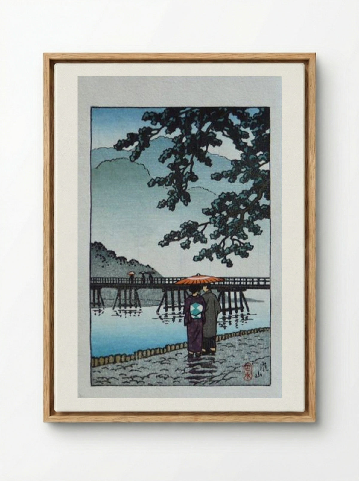 Light Rain at Arishiyama - Hasui Kawase - Framed Canvas Wood