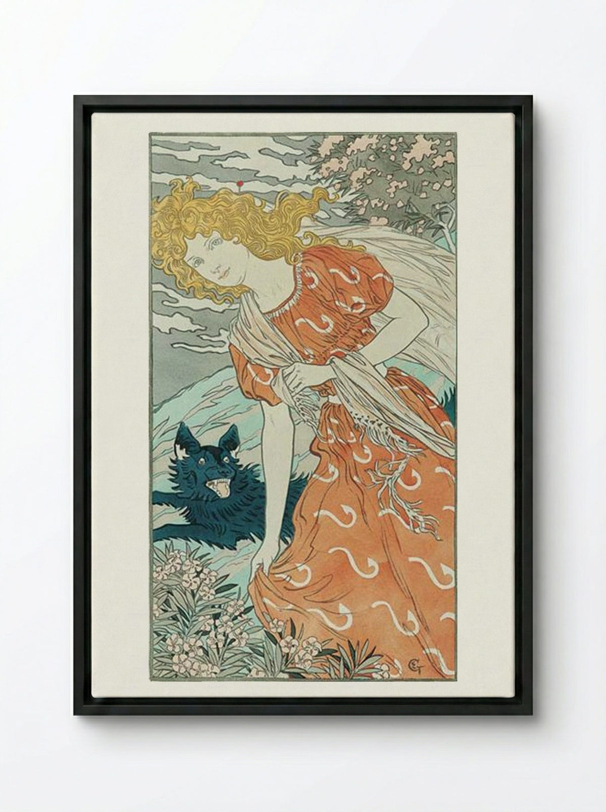 Danger - Eugène Grasset - Framed Canvas Black
