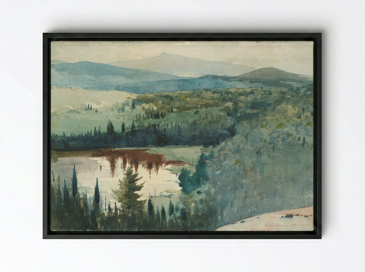 Indian Village, Adirondacks - Winslow Homer - Framed Canvas Black