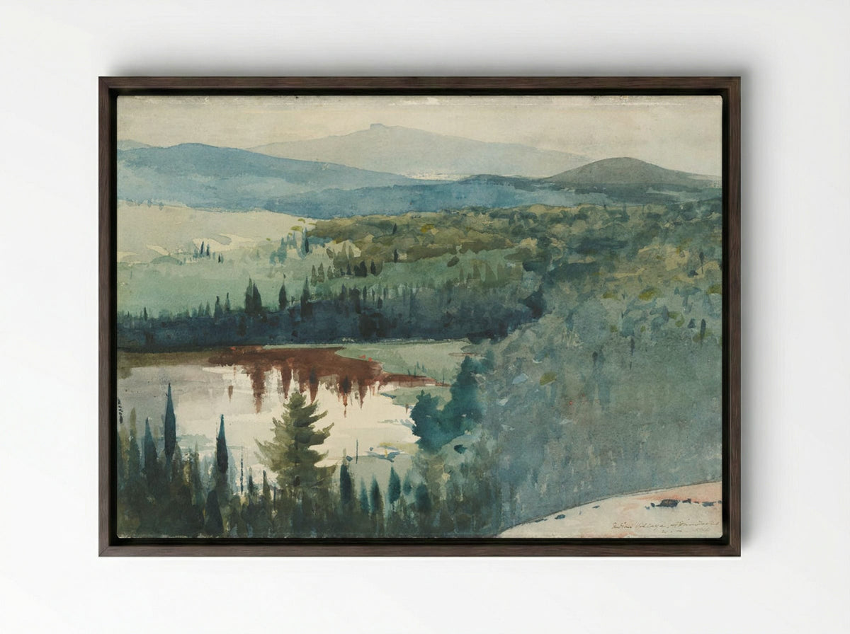 Indian Village, Adirondacks - Winslow Homer - Framed Canvas Dark Wood